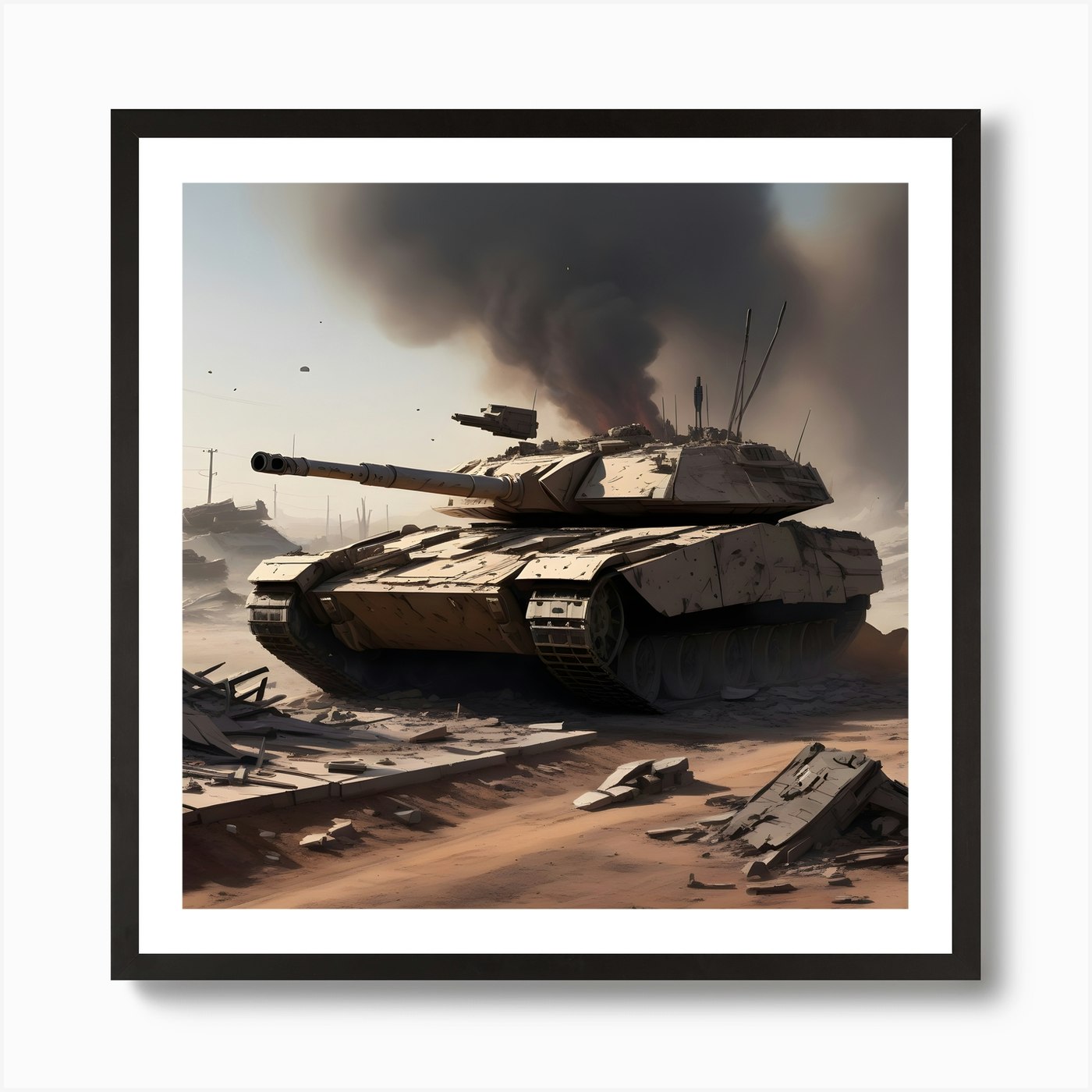 Apocalyptic Landscape With War Zone Destruction Merkava Tank Destroyed ...