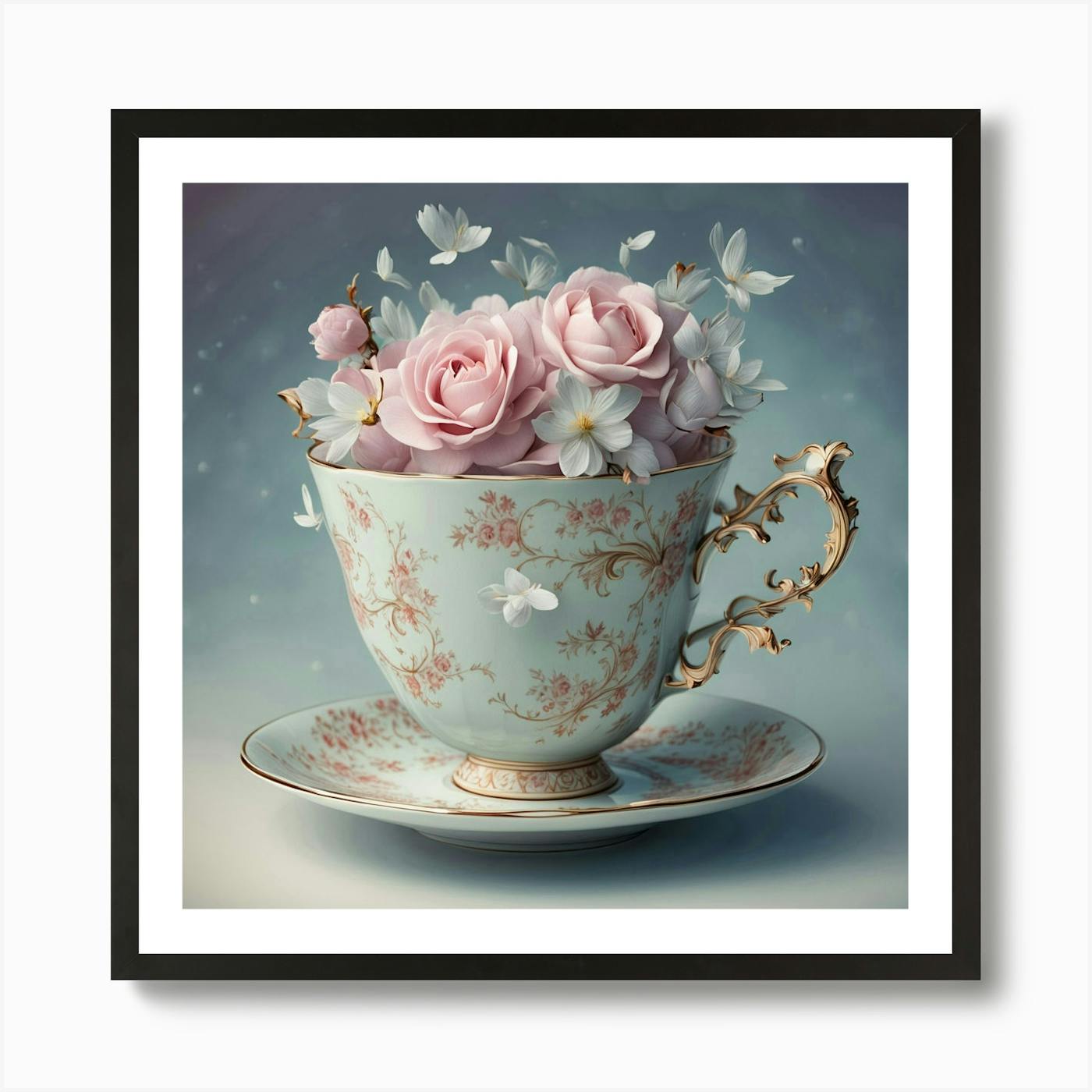 Vintage Look Shabby Chic Style Pink Roses high quality Teapot Oil Painting on Canvas