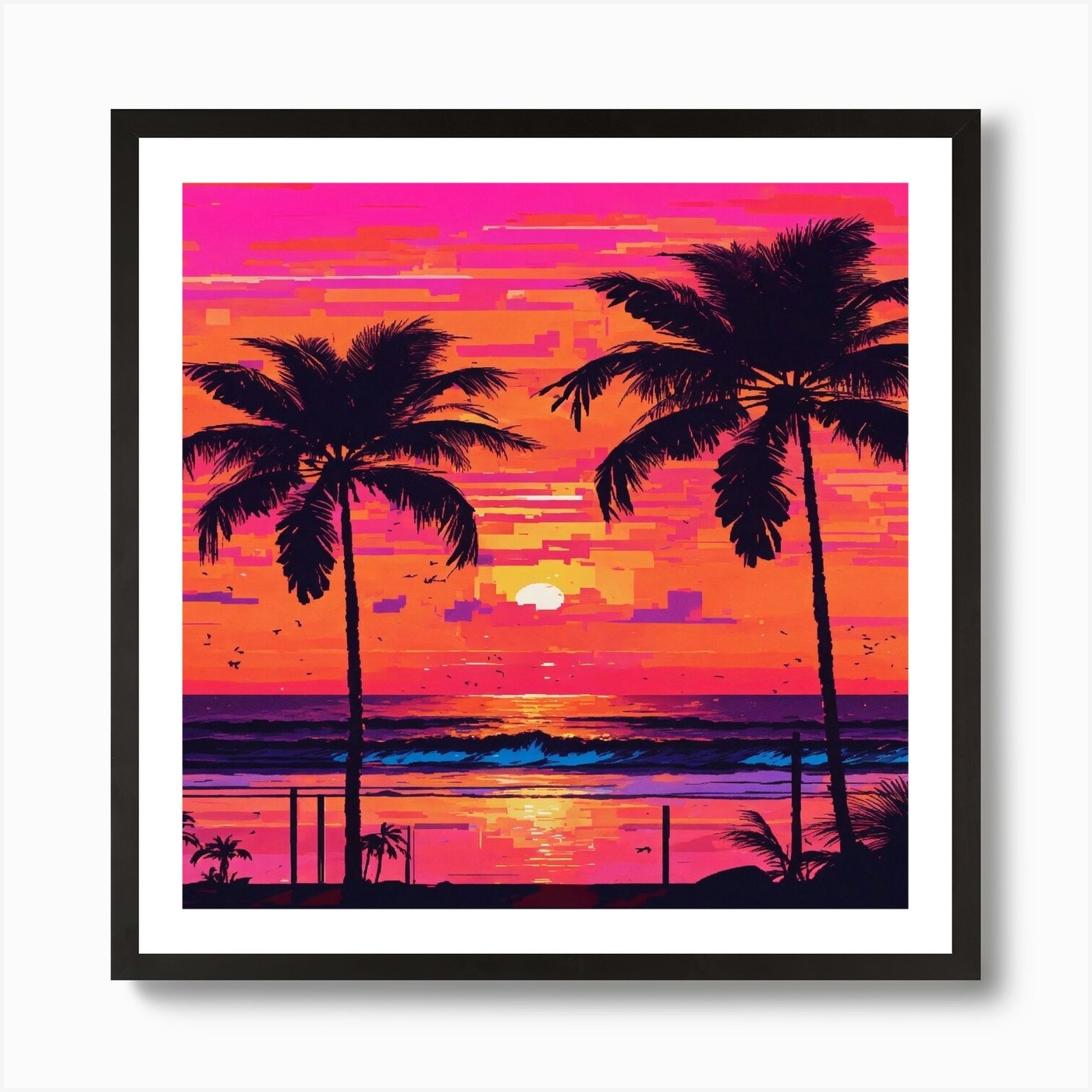 Sunset Palm Trees Art Print by Alaa Elhadi - Fy