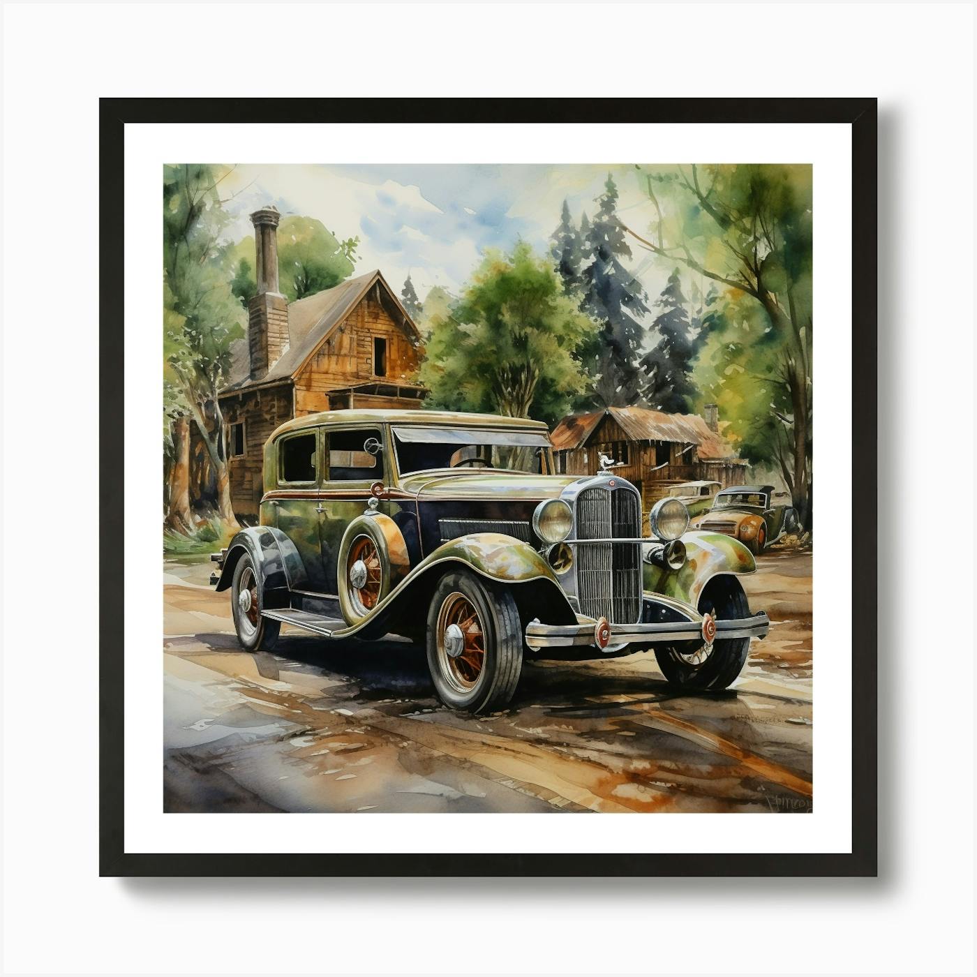 Original Art: 'Make a 2024 Statement Vintage Car' Phototransfer Art