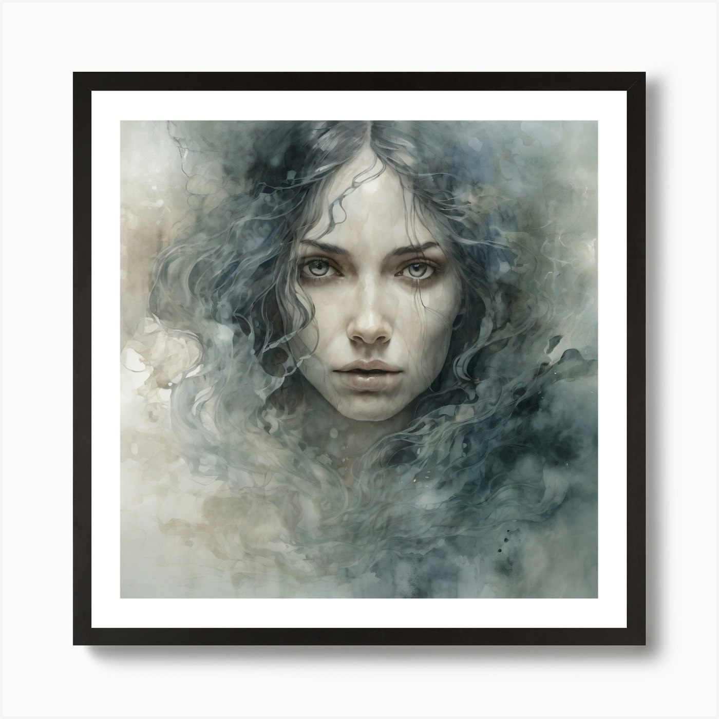 Woman With Dark Hair Art Print by Artists From The Future - Fy