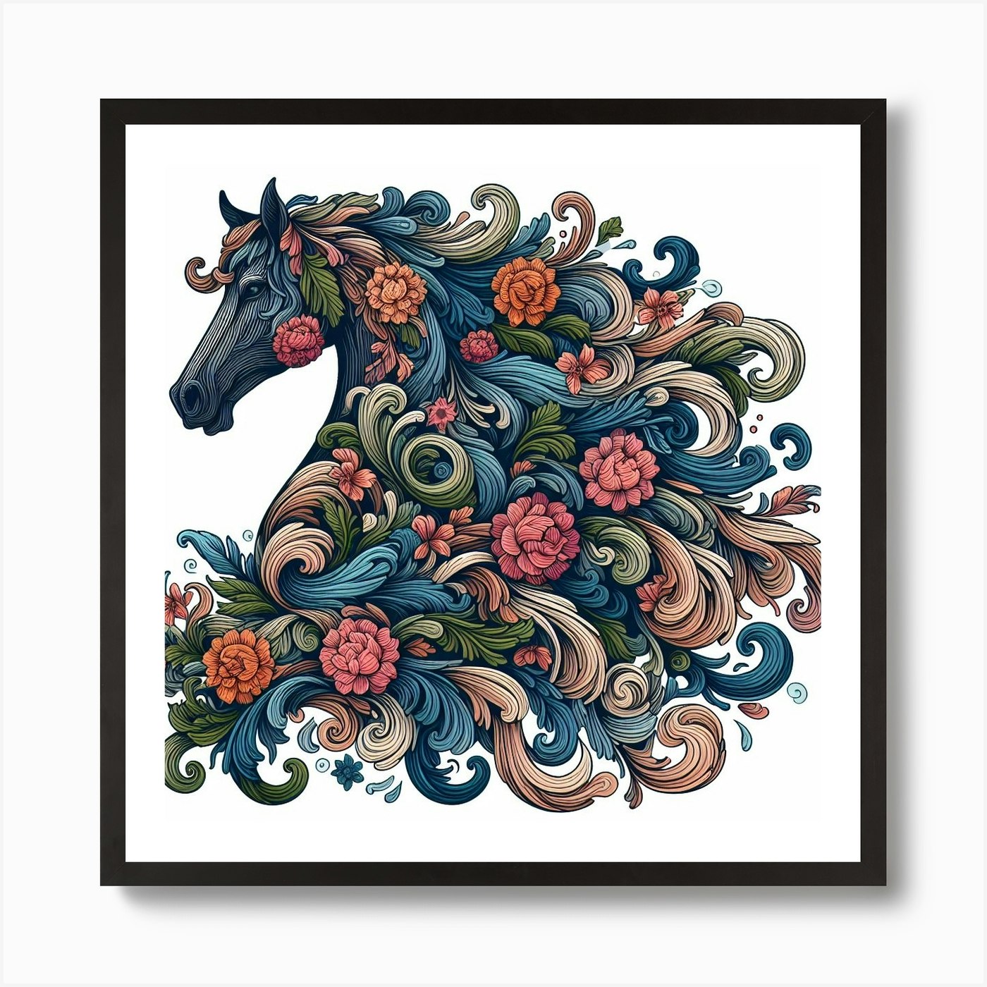 A curly wave of horse hair Art Print by P&V_printable_art Fy