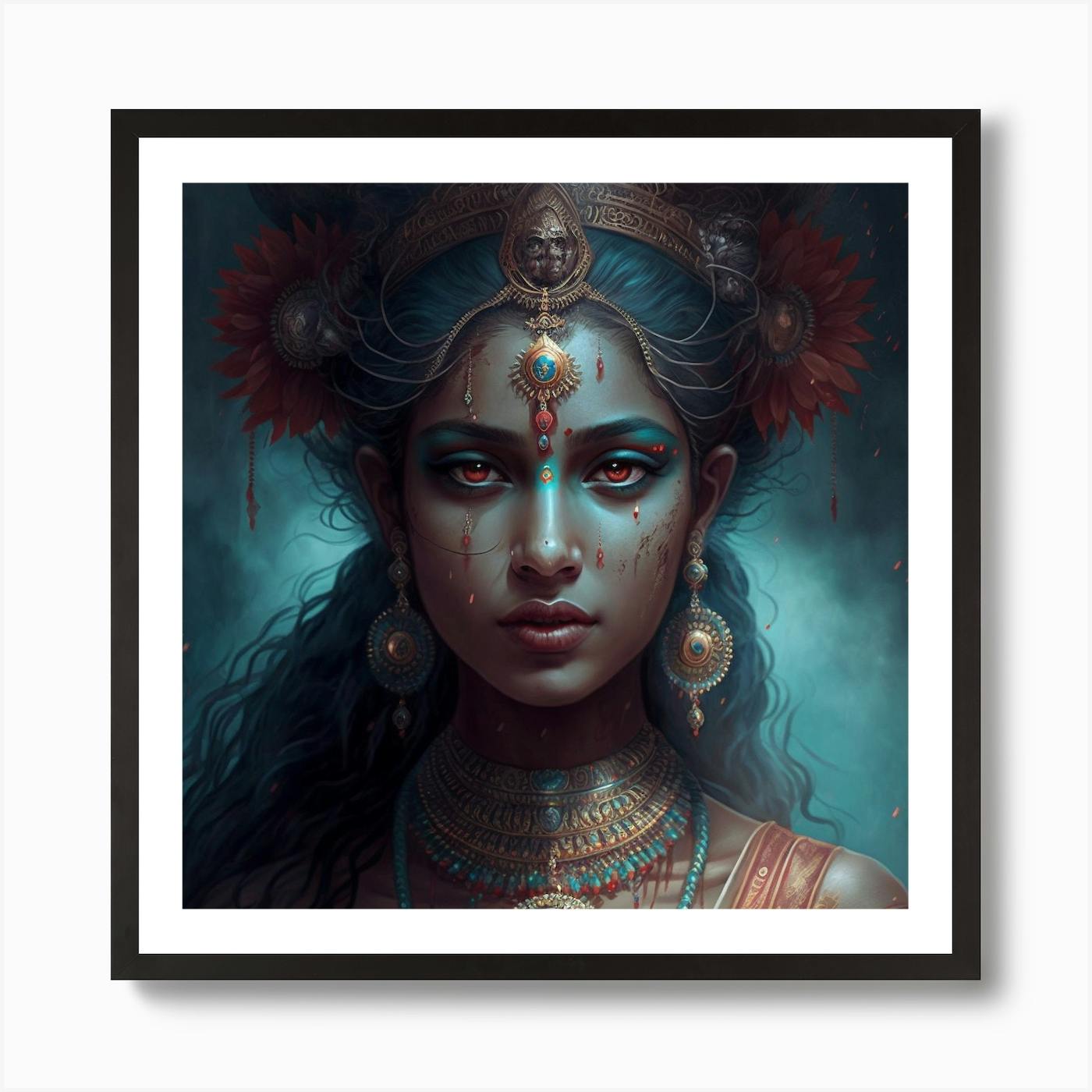 Goddess Mary Kali Shakti Persephone Dark Mother Sky Deity Spiritual, Interesting, Unusual Framed Photo Paper Poster Digital Art outlets High Quality