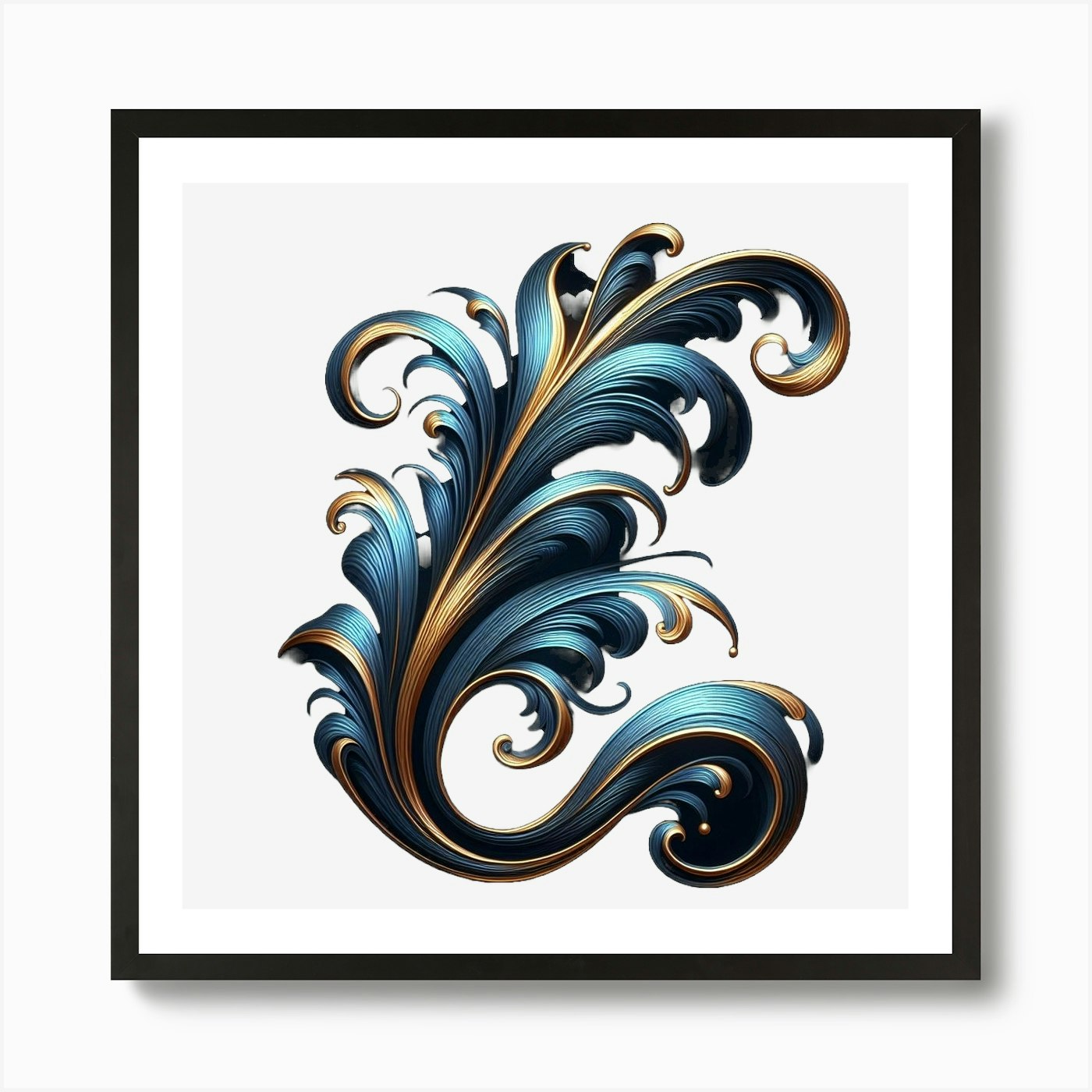 Floral Letter E On Black Background Art Print by Art Reimagined Fy