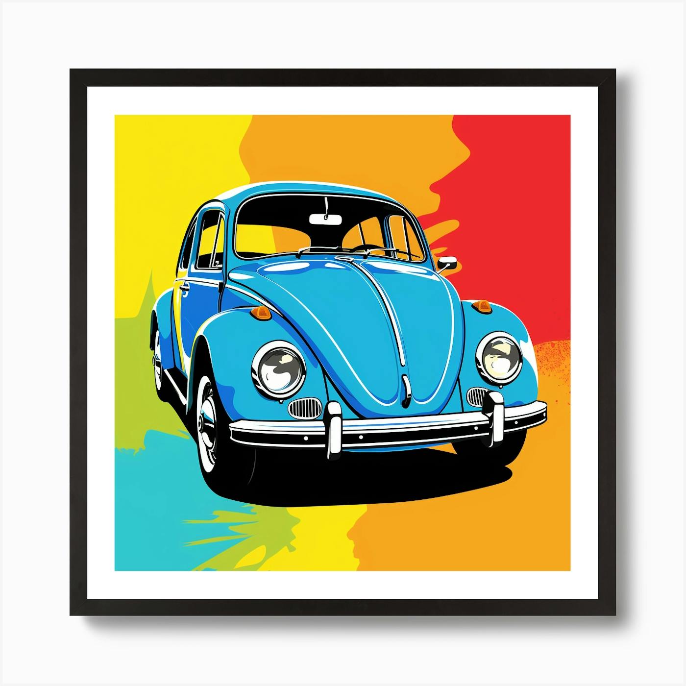 Andy Warhol Pop selling art limited publication fine print – Car, beetle– Matted, Framed & Ready to hang