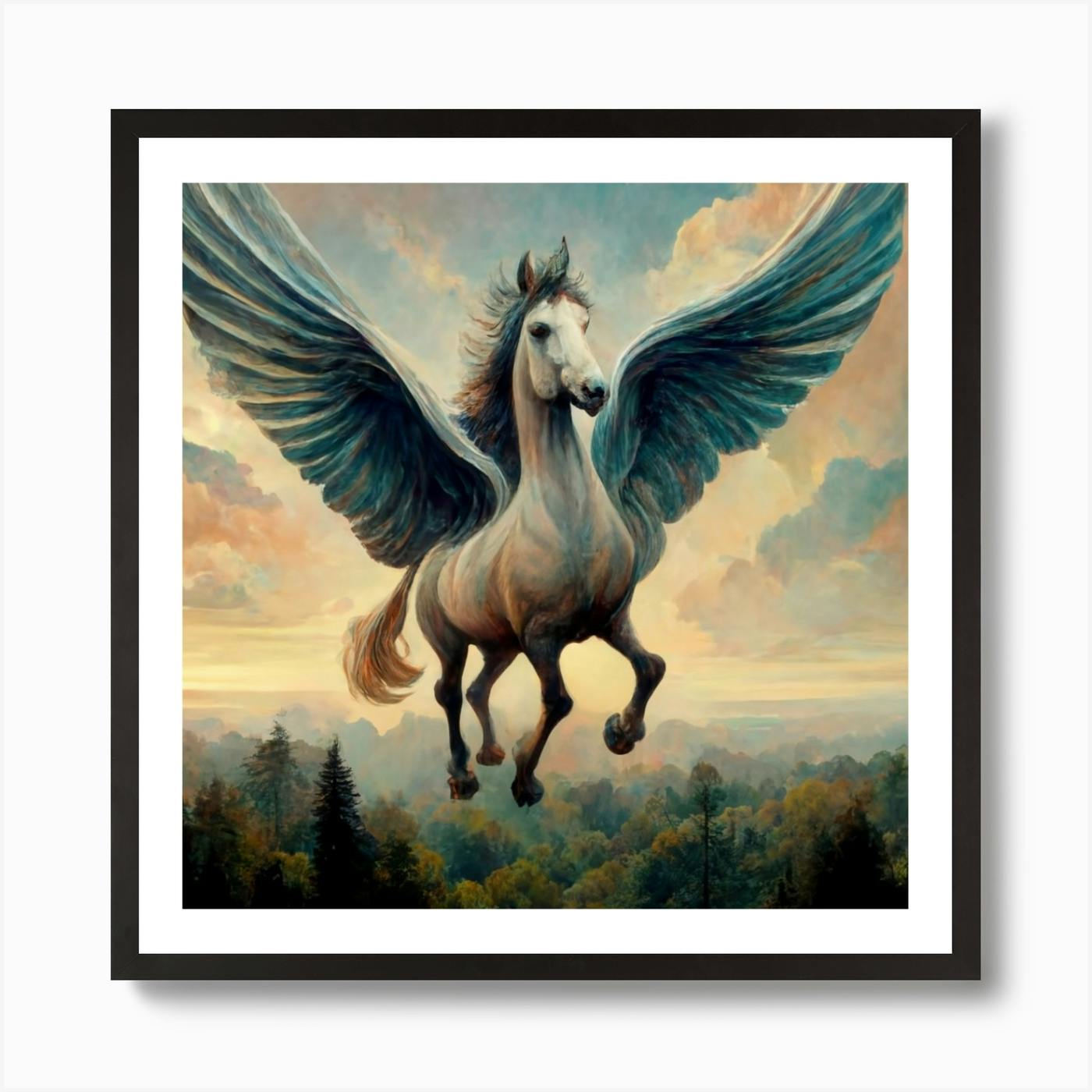 White Horse Head outlet Print Framed Heavy 26.5”x22.5” Angel Horse With Glass.