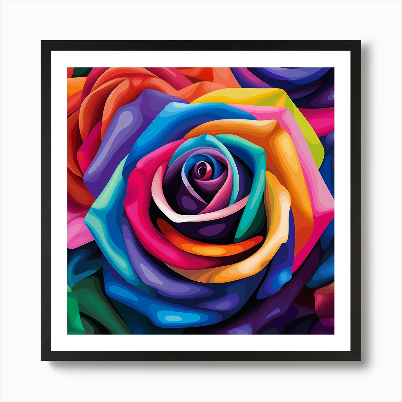 Colourful Rainbow Rose Flower Floral MULTI Canvas Art Print Box selling Framed Picture Wall Hanging