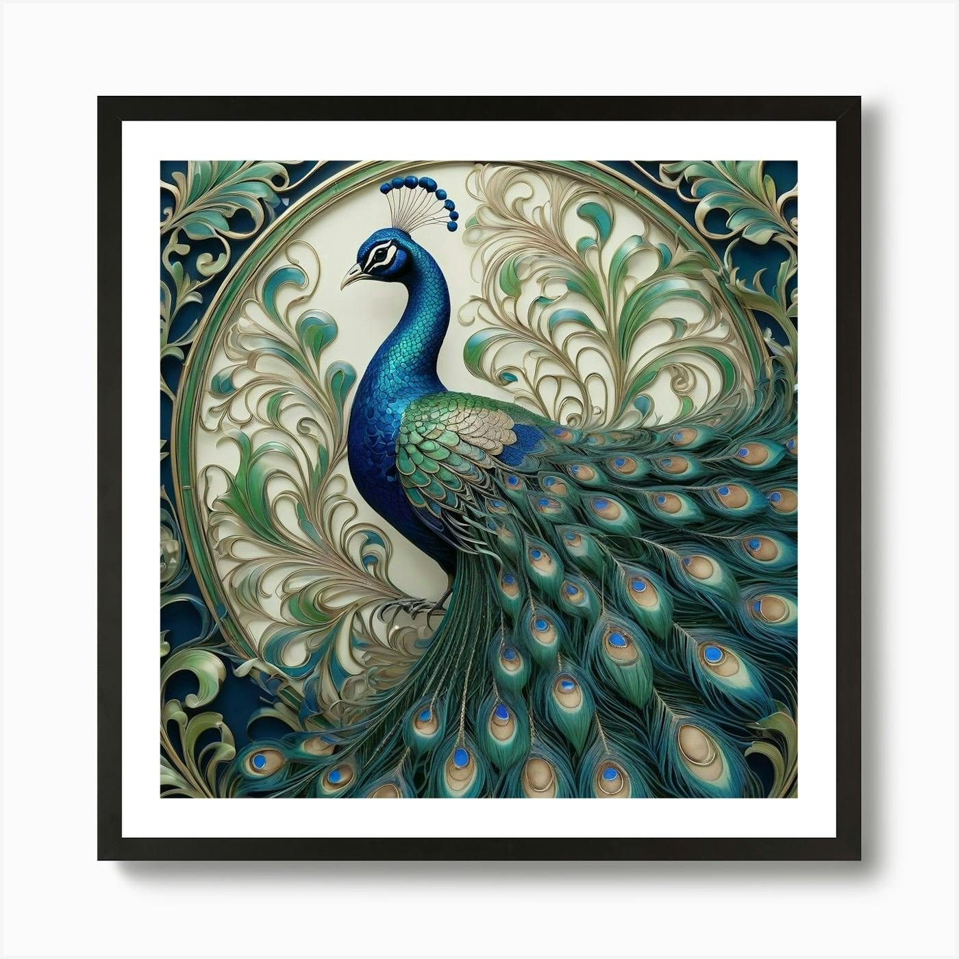 画材 Peacockesque ZocKz Peacock Bird 3D Large Wallpaper, Flowers On Branches