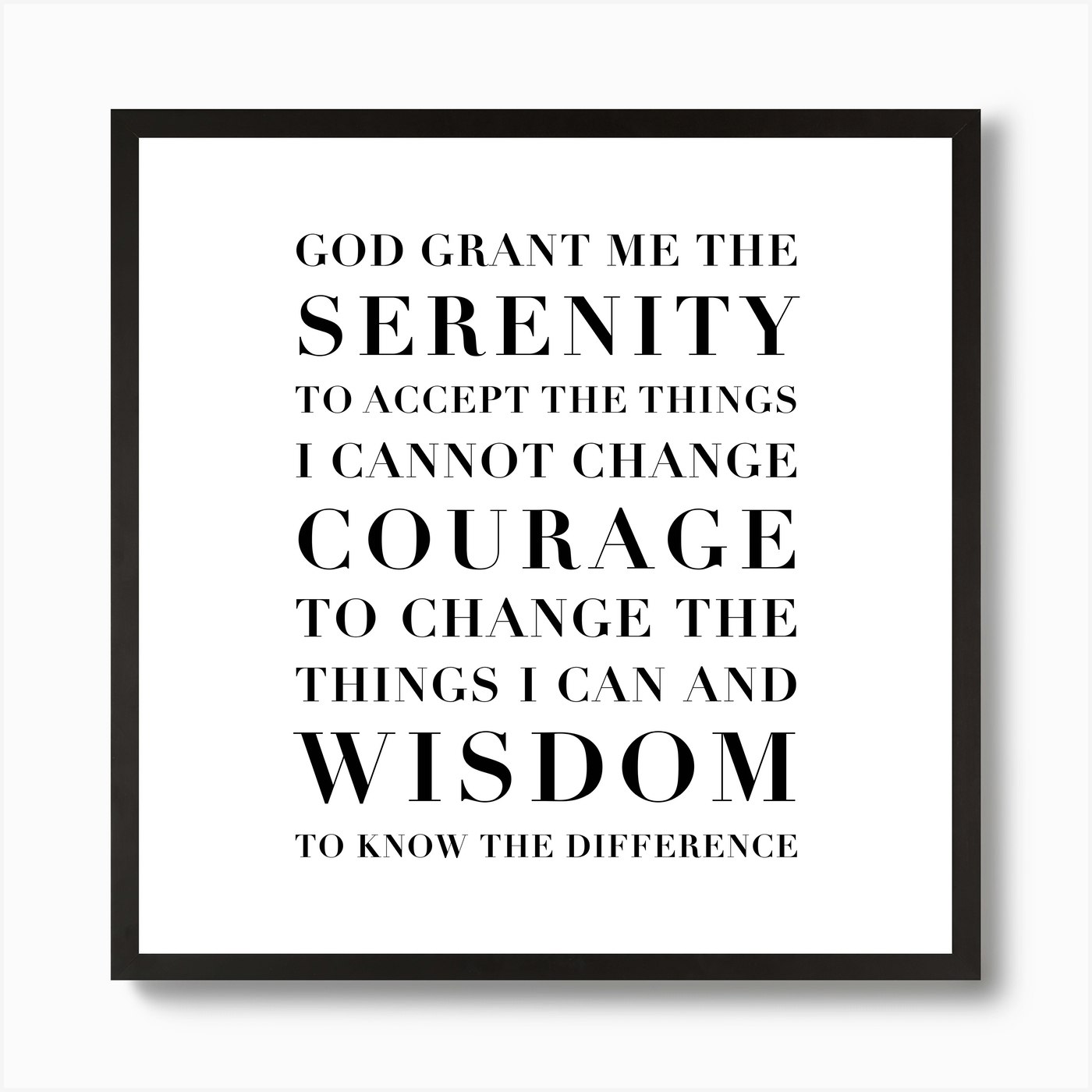 the serenity prayer capitalized square art print by typologie paper co fy