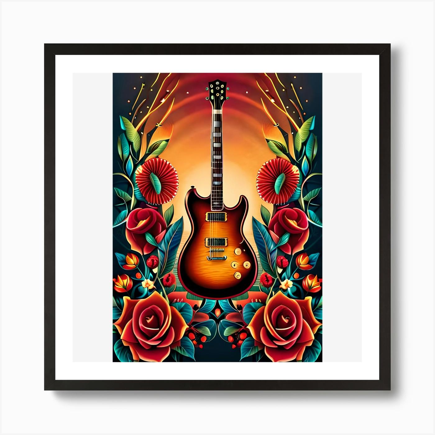 人気便利グッズ On Guitar Electric Fire Fy - Dandeliontattoo by Print Art 絵画