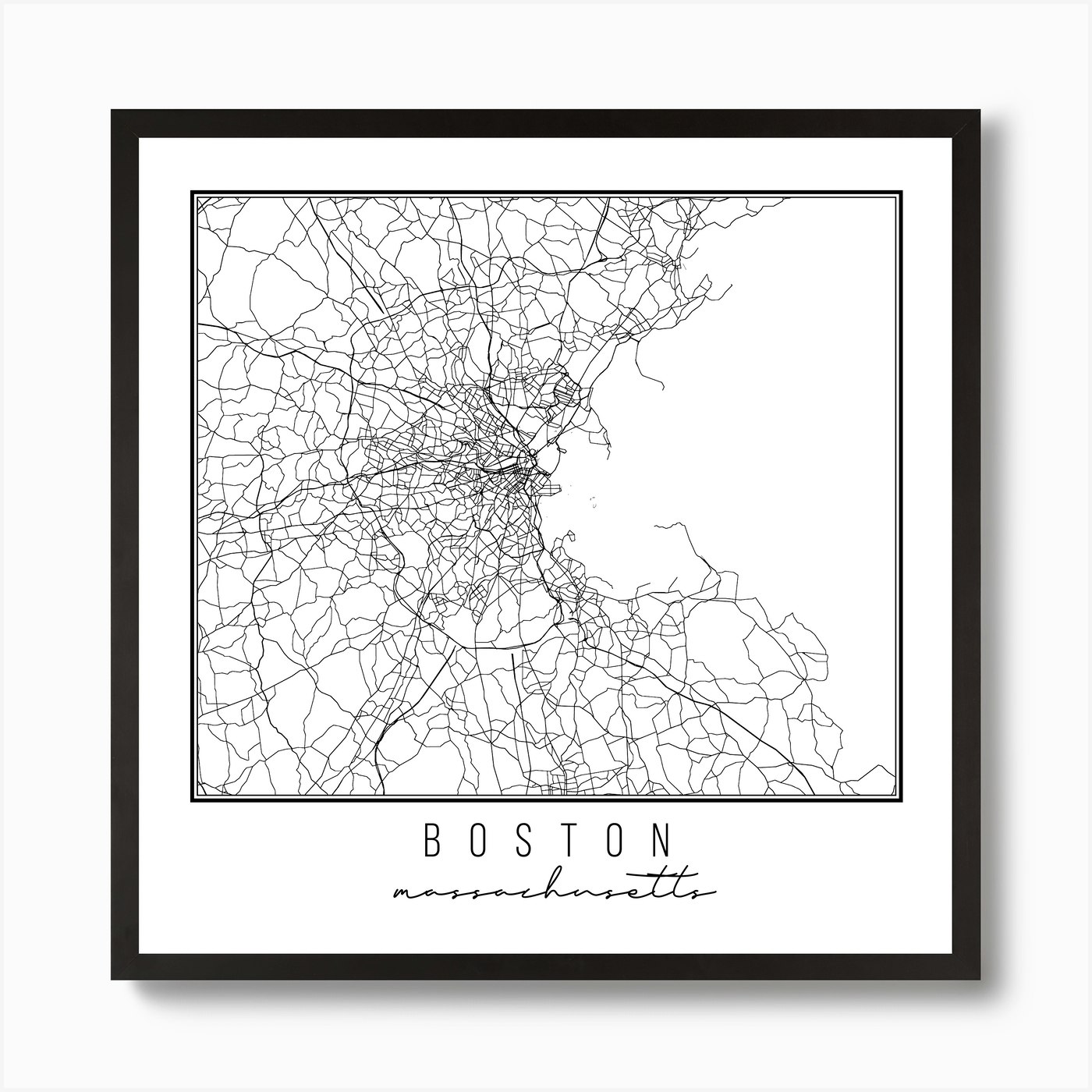 Boston Massachusetts Street Map Art Print by Typologie Paper Co - Fy