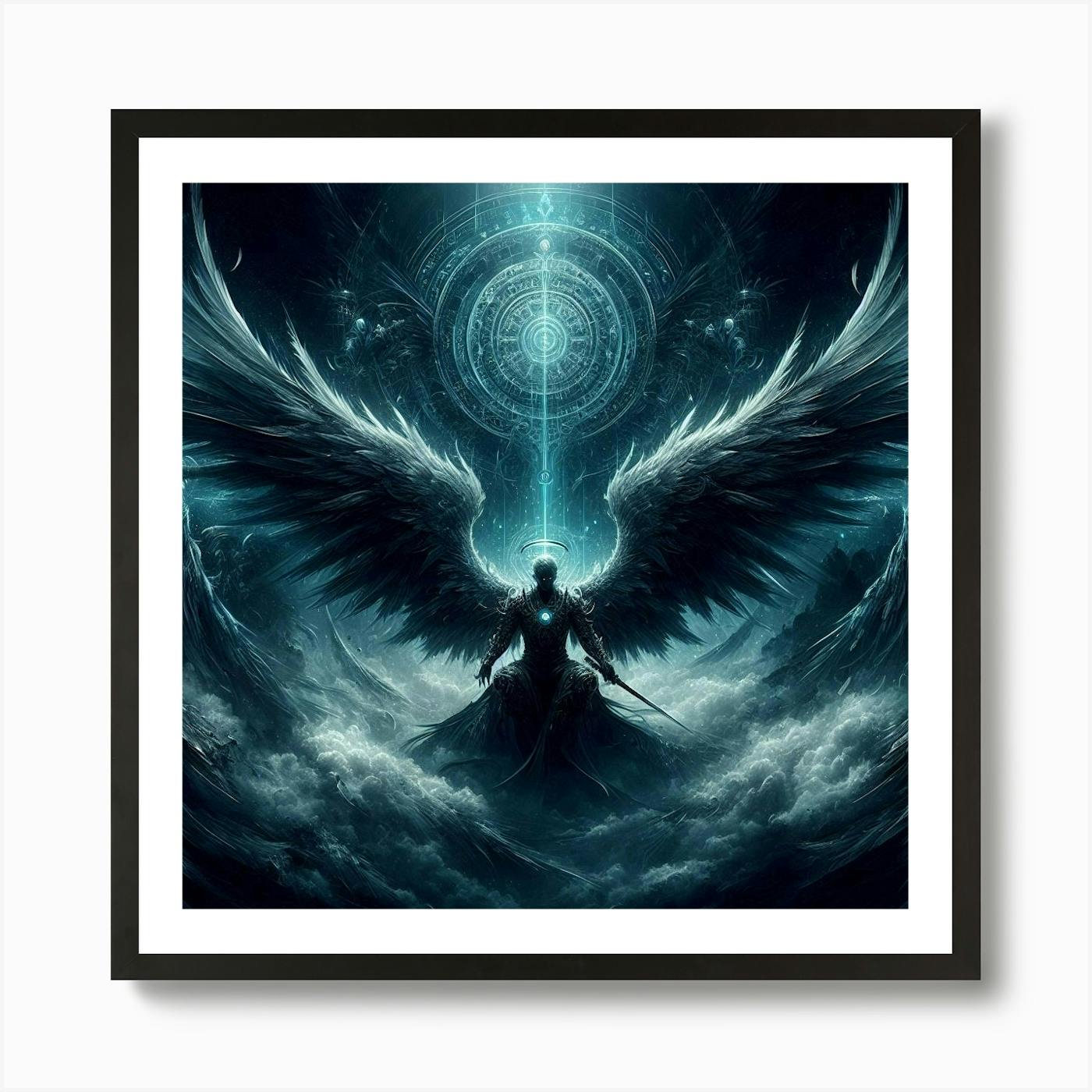 絵画 Night Angel #003 Akira Kusaka #bridge #cat #umbrella #forest #moon #日下明