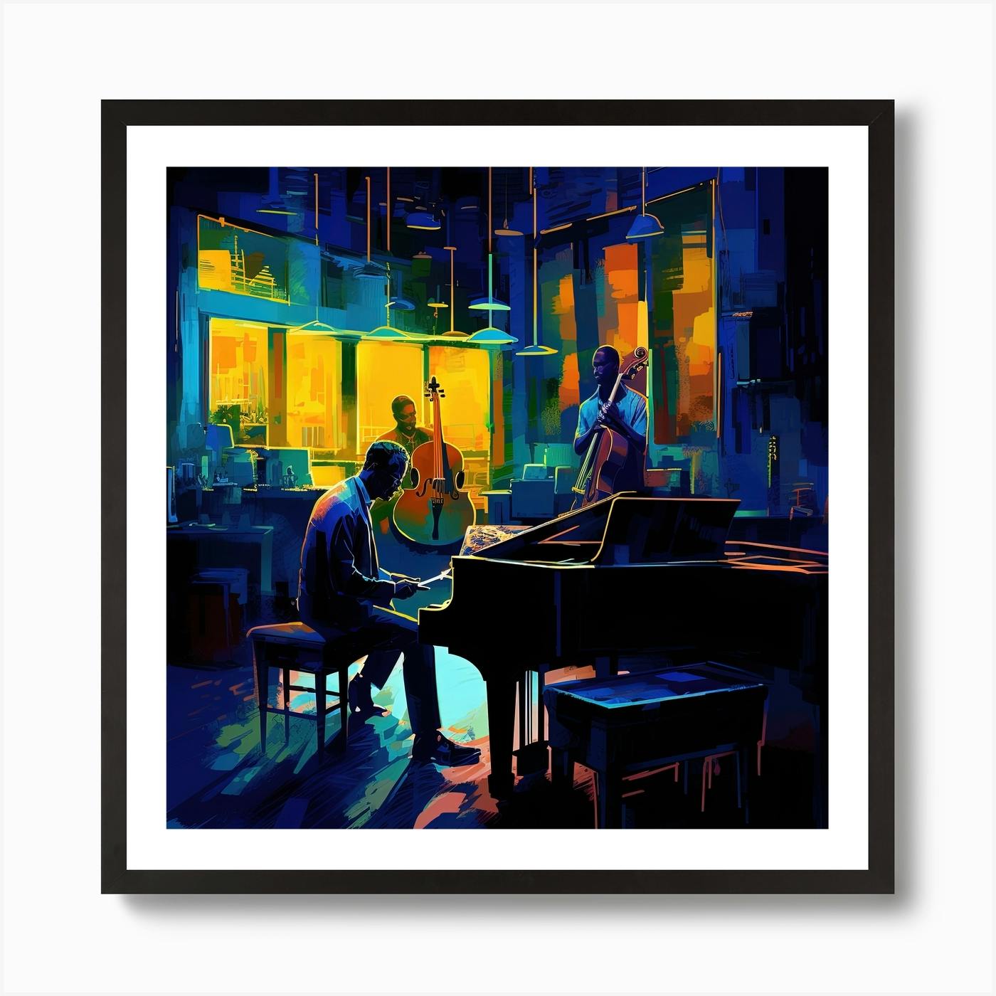 アート・デザイン・音楽 DANCEHALL: SOUL JAZZ Jazz Band Metal Wall Art, Saxophone Drum Bass Trio, Musician