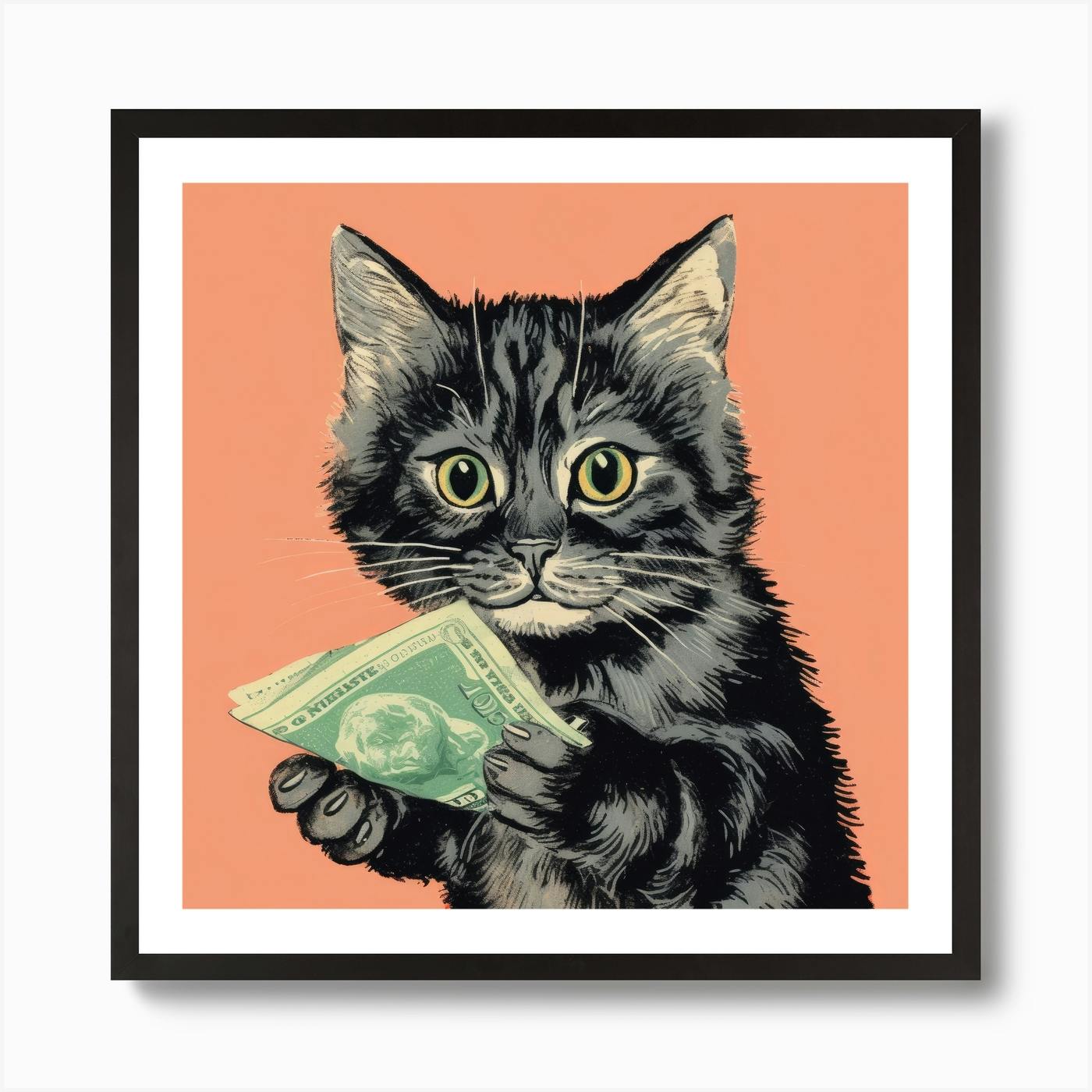 Cat on sale holding money