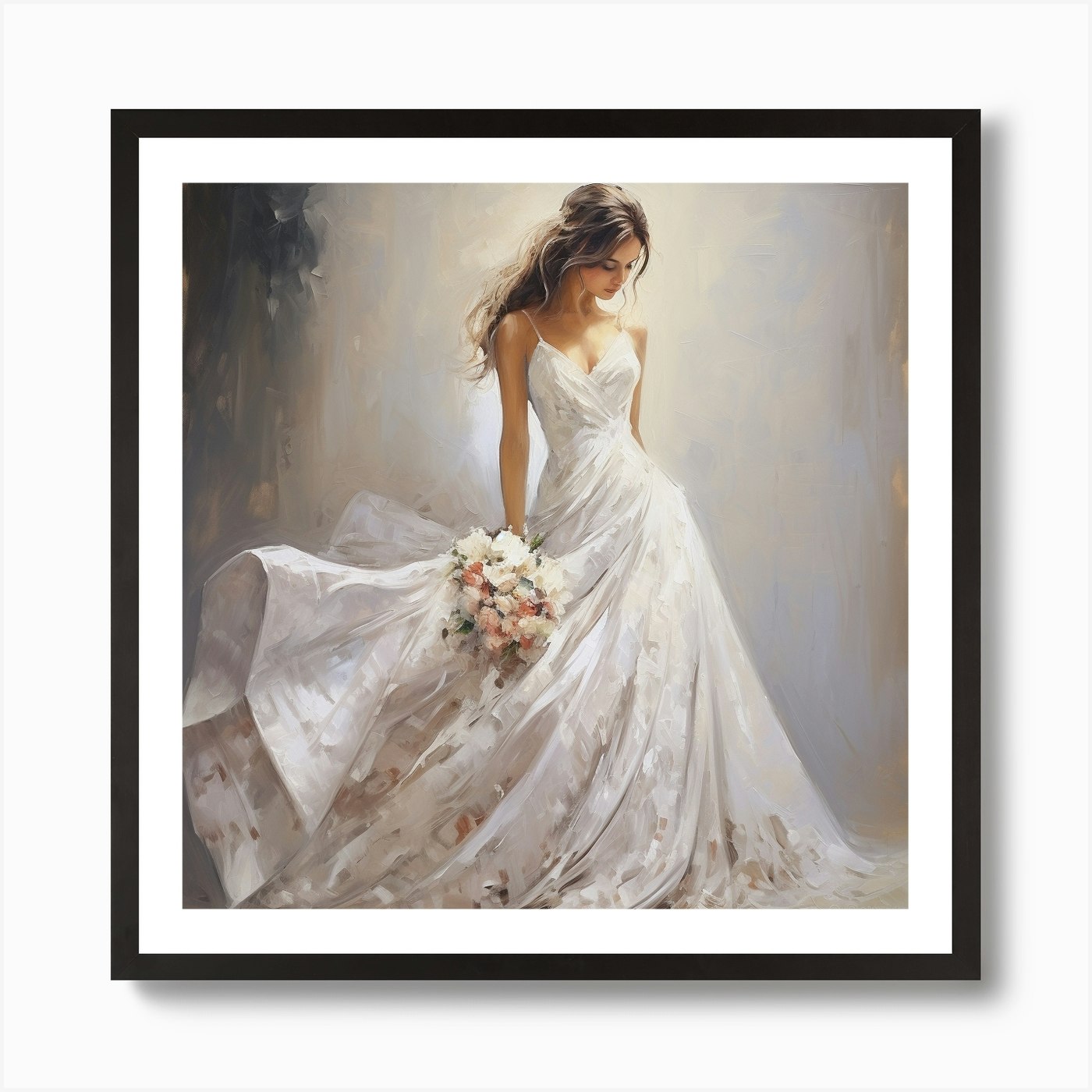 Bride In White Dress 1 Art Print by PaigeDesigns - Fy