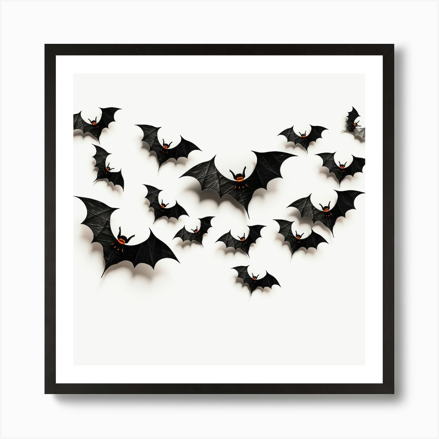 Black bats on sale Halloween entry mat, Halloween bats flying across outdoor mat, Halloween welcome mat with different sized black bats, Bats