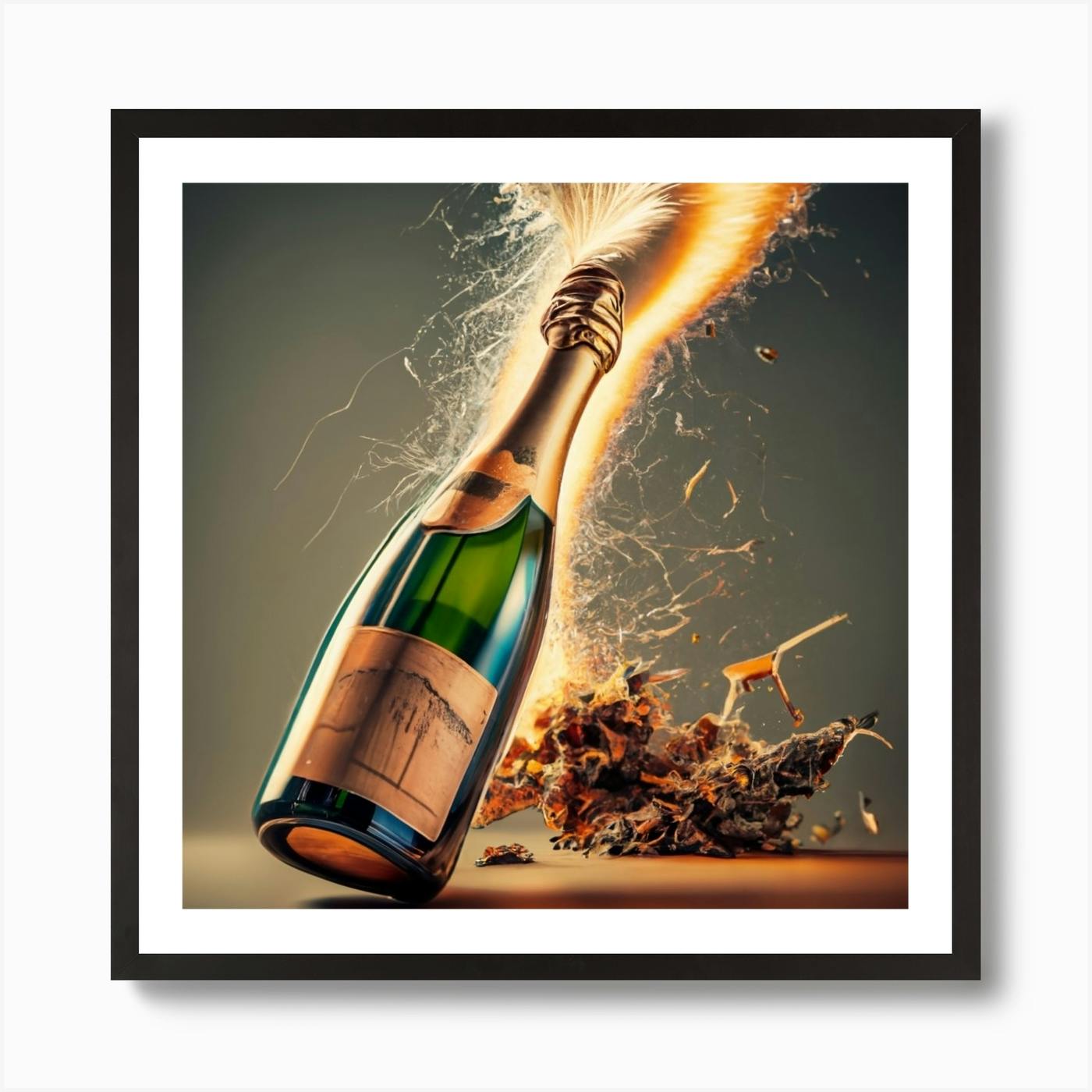 Champagne Bottle Splatter Canvas deals Wall Art