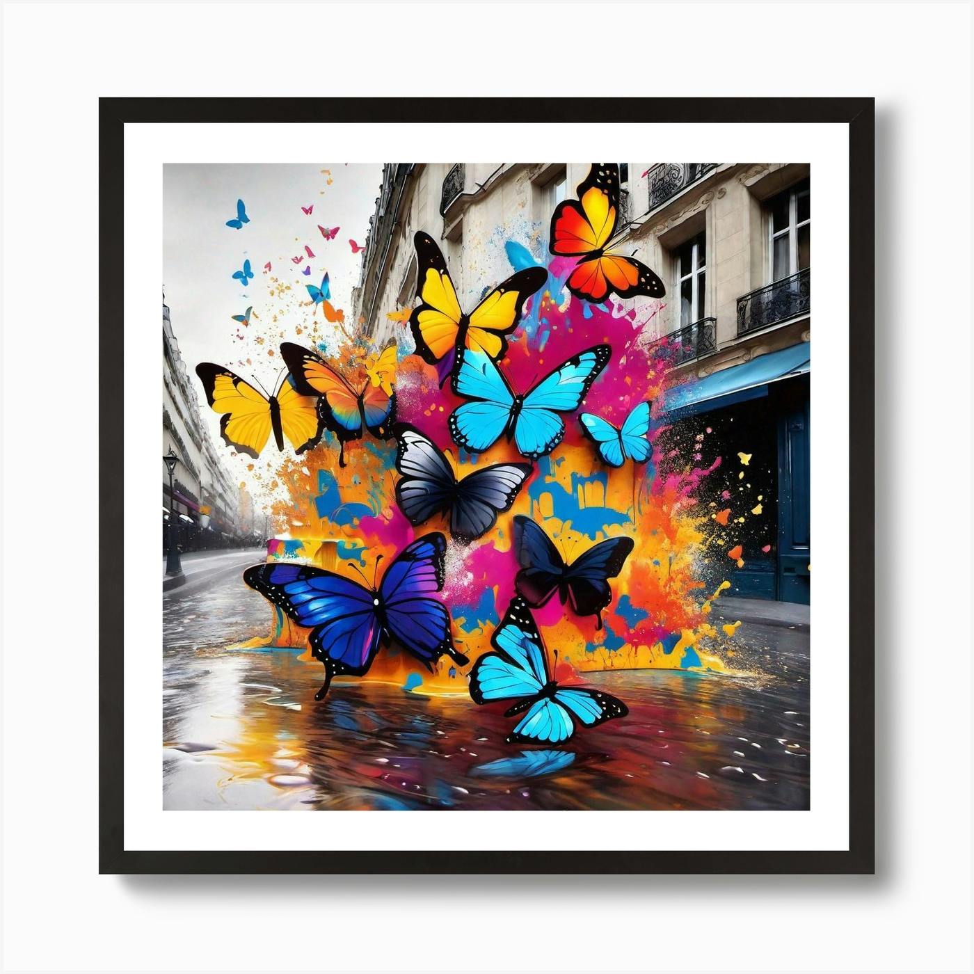 Framed Butterflies Wall Art Decor - Nursery Framed Wall Art - Framed Modern Wall Art Print - Trendy Butterfly outlets Print Set of 4 Framed Wall Art