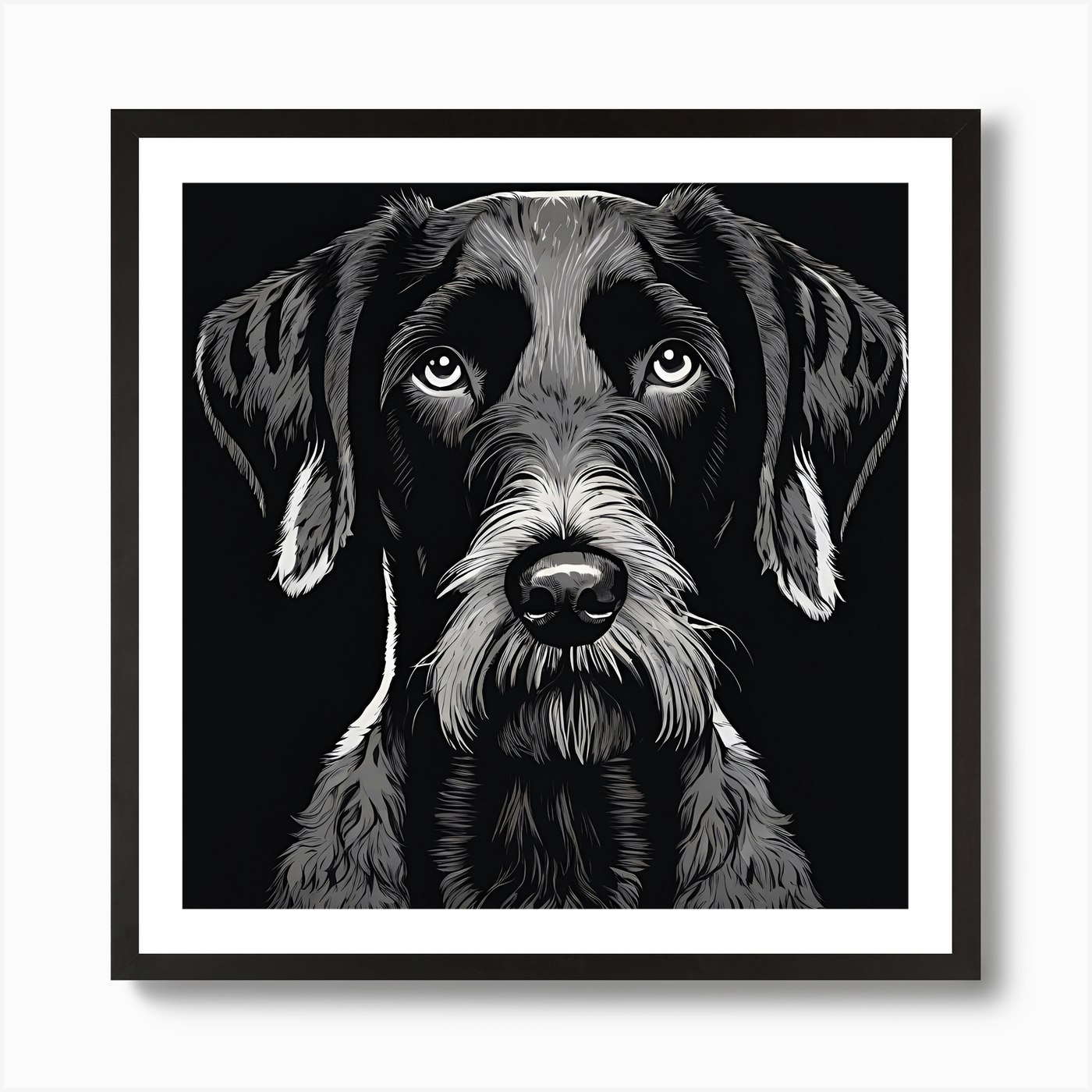 Black And White Dog Art Print by Best Wart Fy