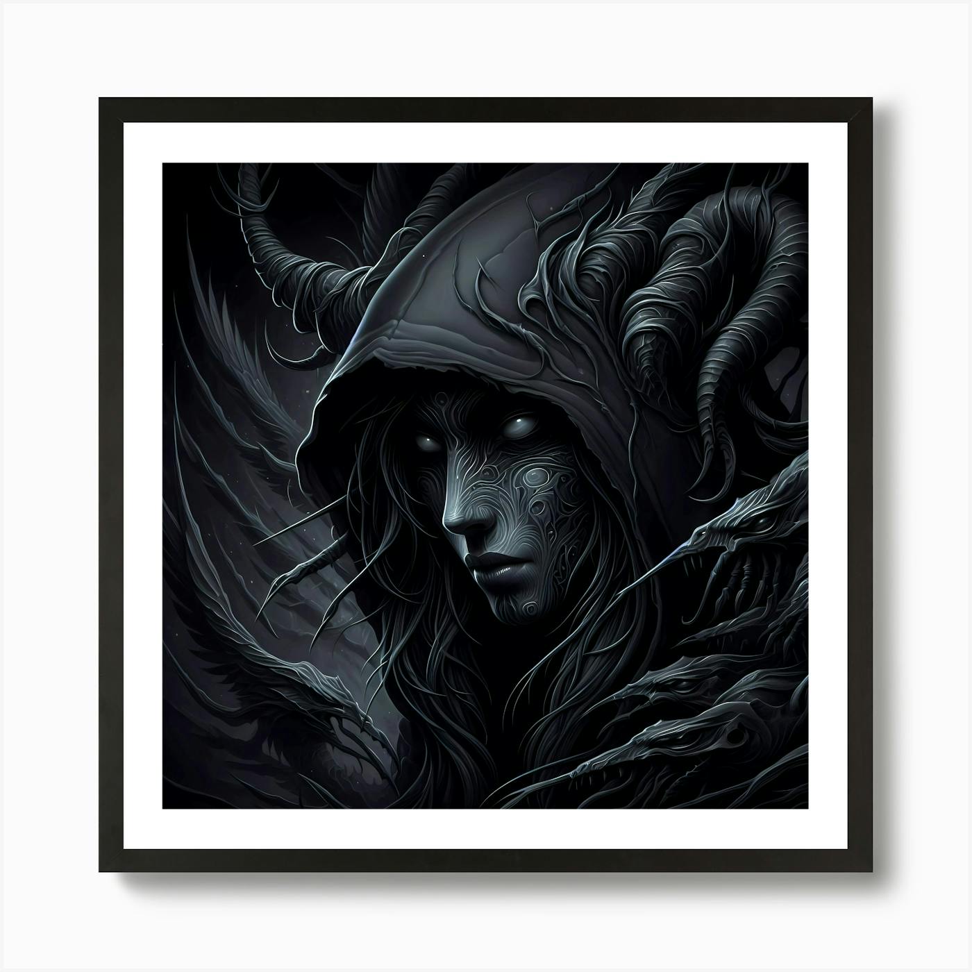 The Hermit | dark fantasy creature | satin print in 20 x 30 cm black newest aluminium frame