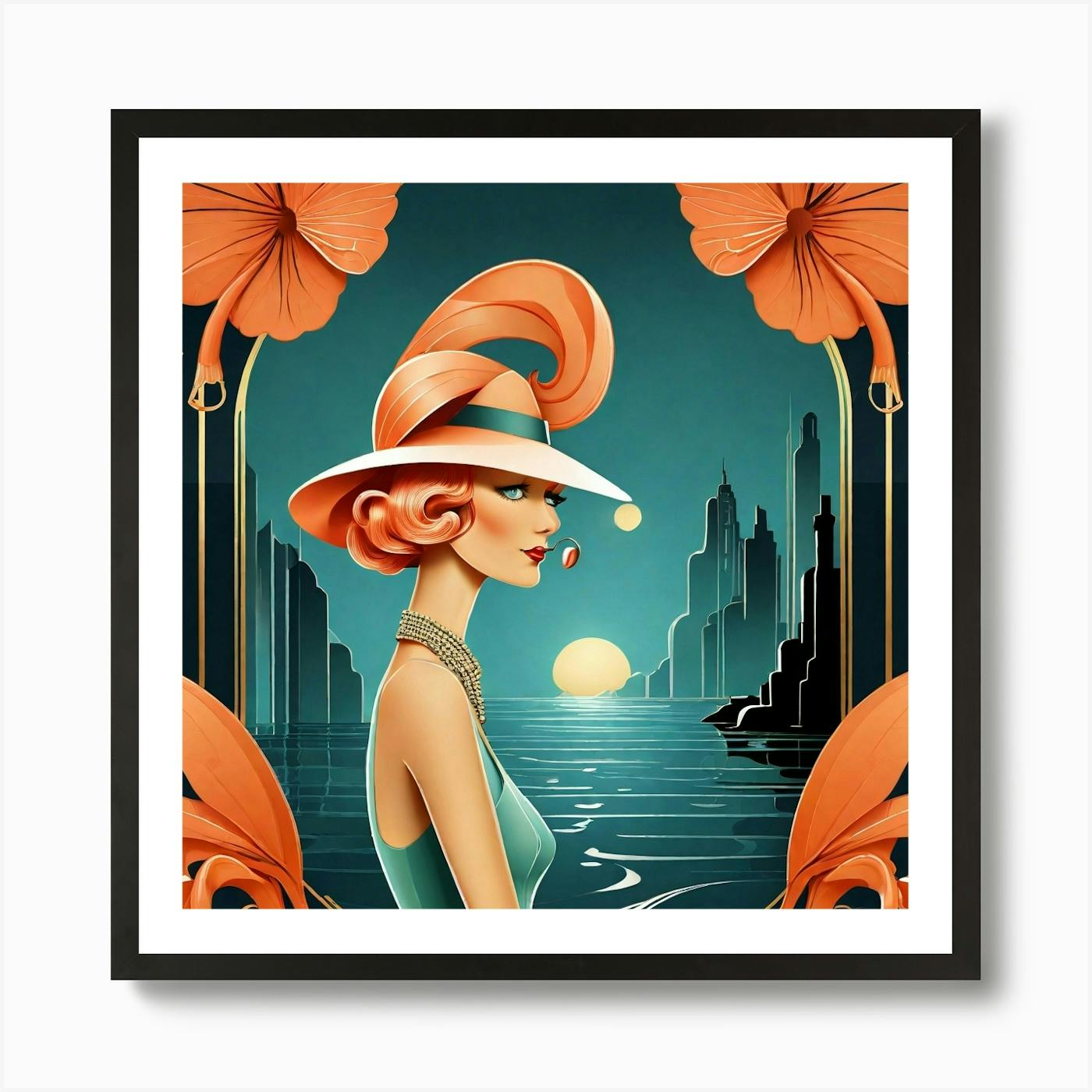 Vintage Gravel Art Art Deco offers Woman in Hat