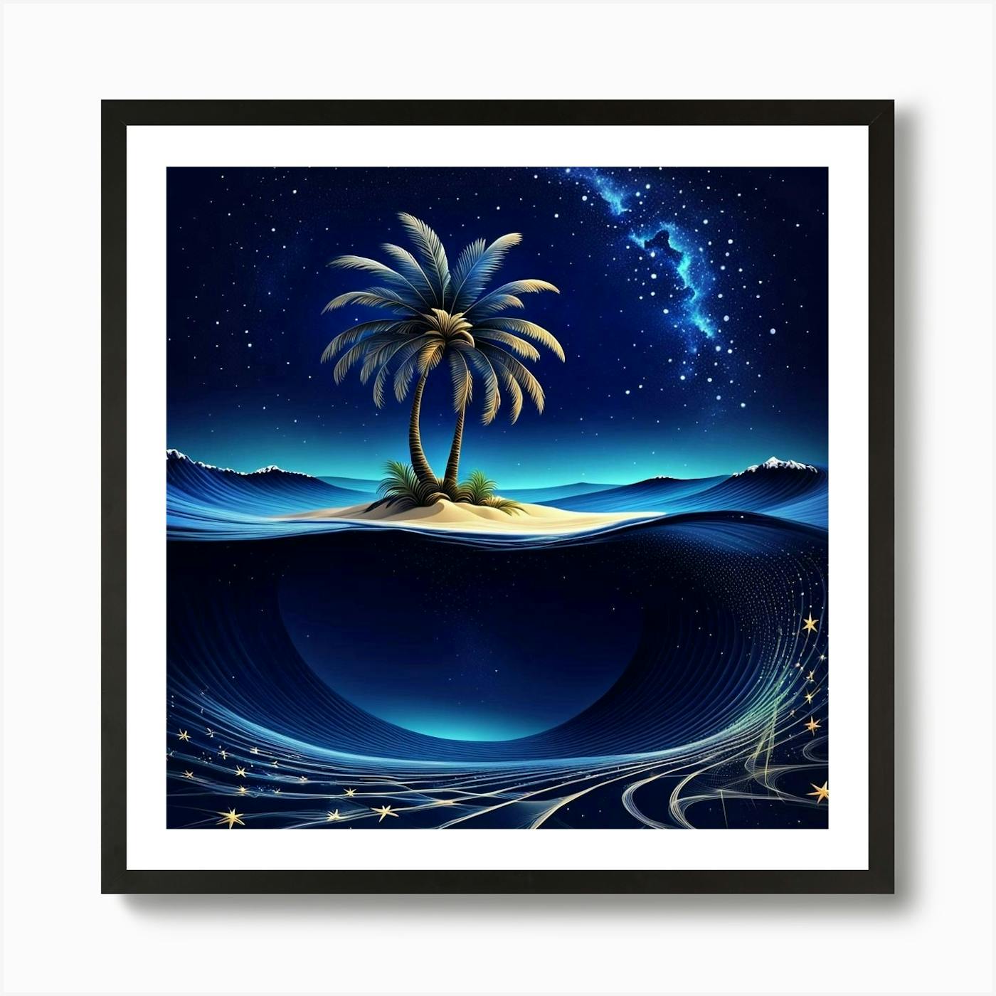 Palm Tree In The Ocean Affiche par bttrflywngs1969 - Fy