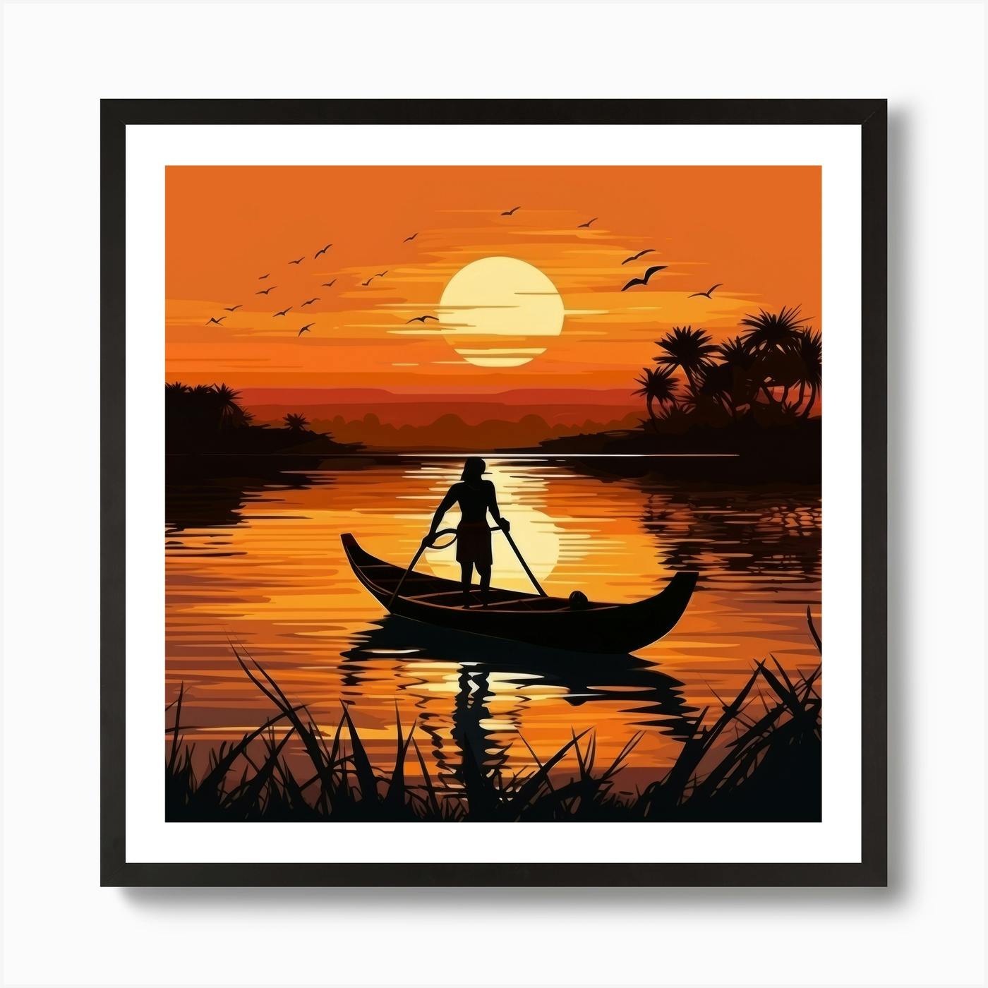 Hotsell Silhouette in the Sunset Lake Modern design Inspired by local artists Exceptionally crafted wall art, décor for home bedroom living room man