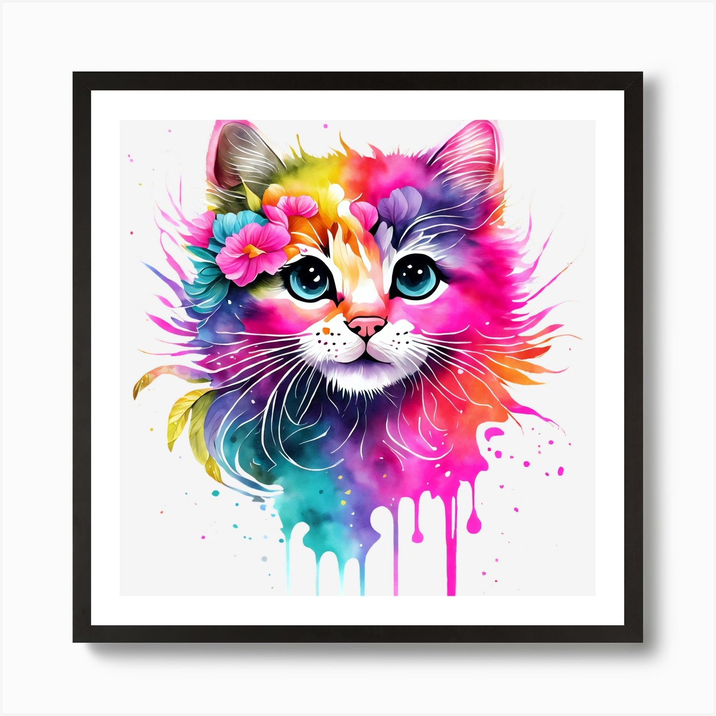 BB Borsa Colorful Cool Cat Art Print By Borsa Boutique   Fy