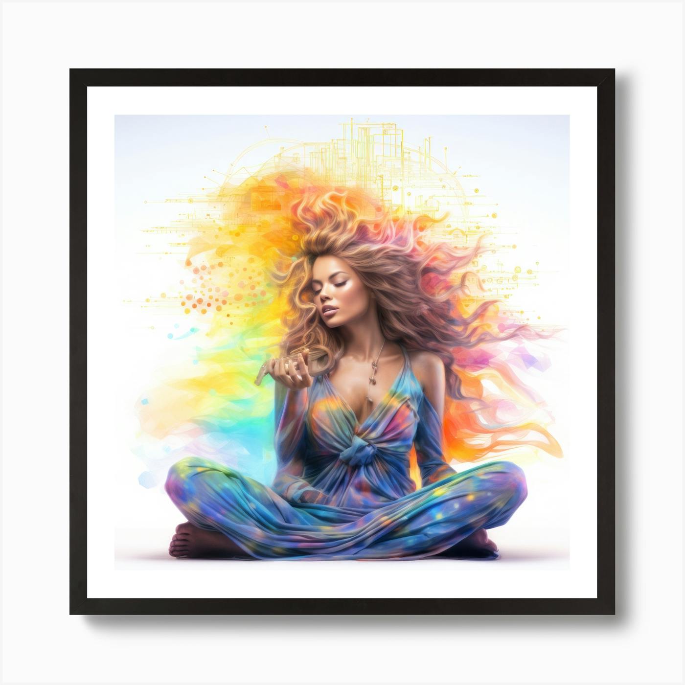 Lady in Meditation Framed newest canvas