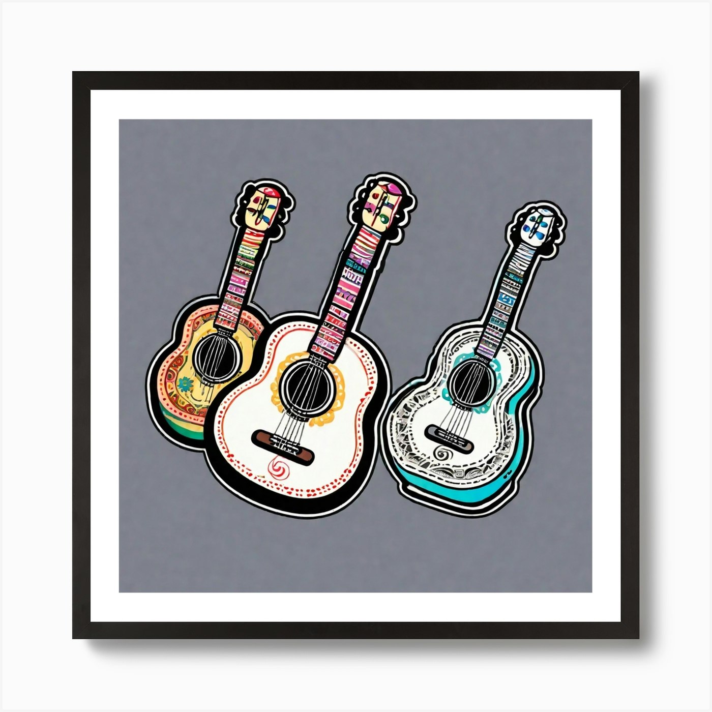 Day Of The Dead Guitars Art Print by Pat4U - Fy