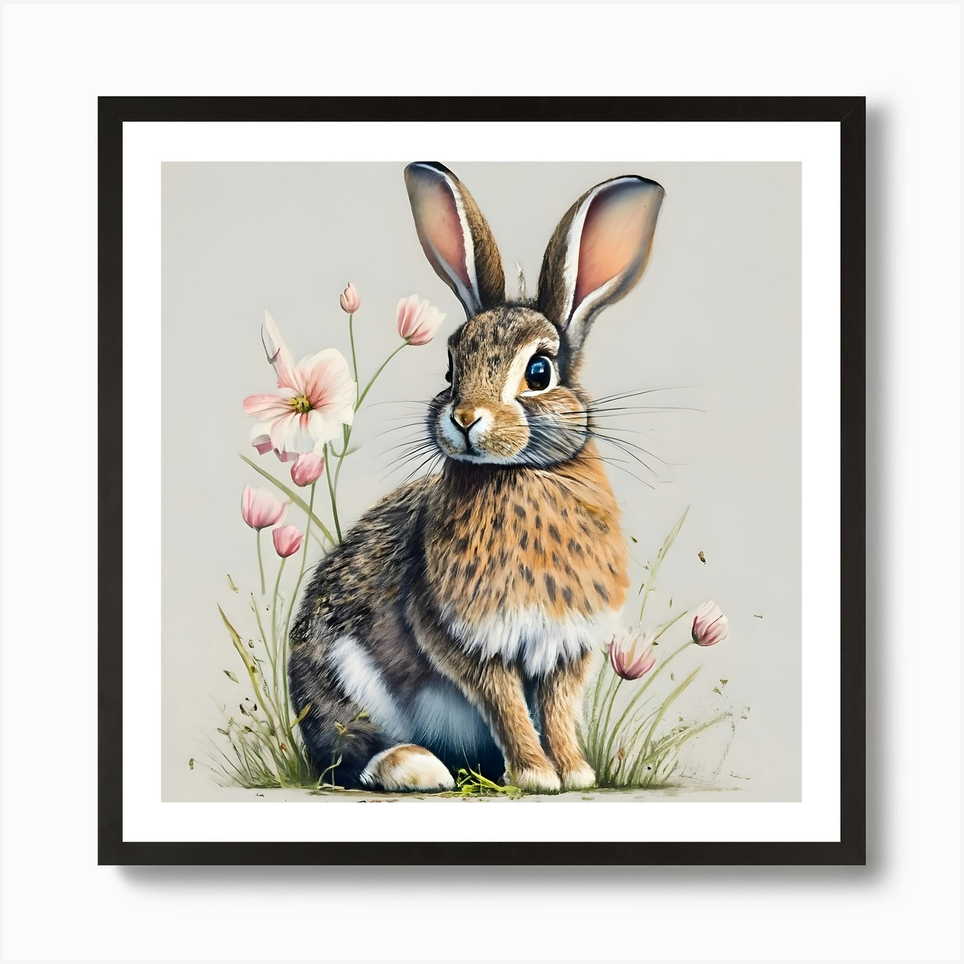 Realistic rabbit painting on canvas, Detailed bunny artwork in acrylic