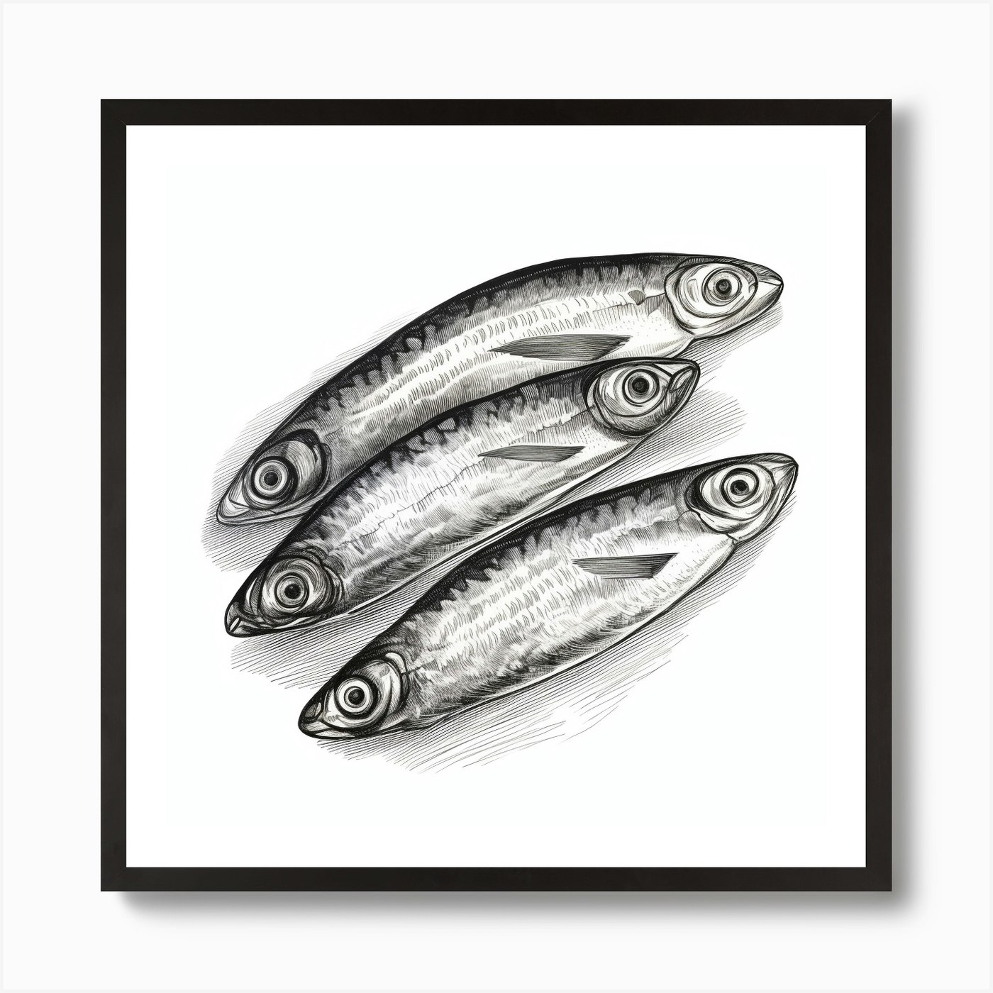 Hand Drawn Sketch Of Sardines Art Print by Monika Fy