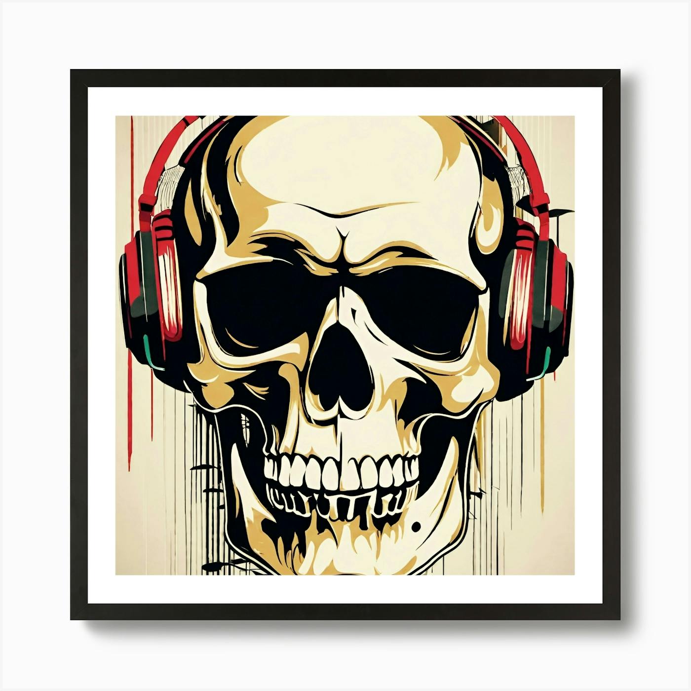 本物 Print Art 117 Headphones With Skull by Fy - Noctarius アート・デザイン・音楽