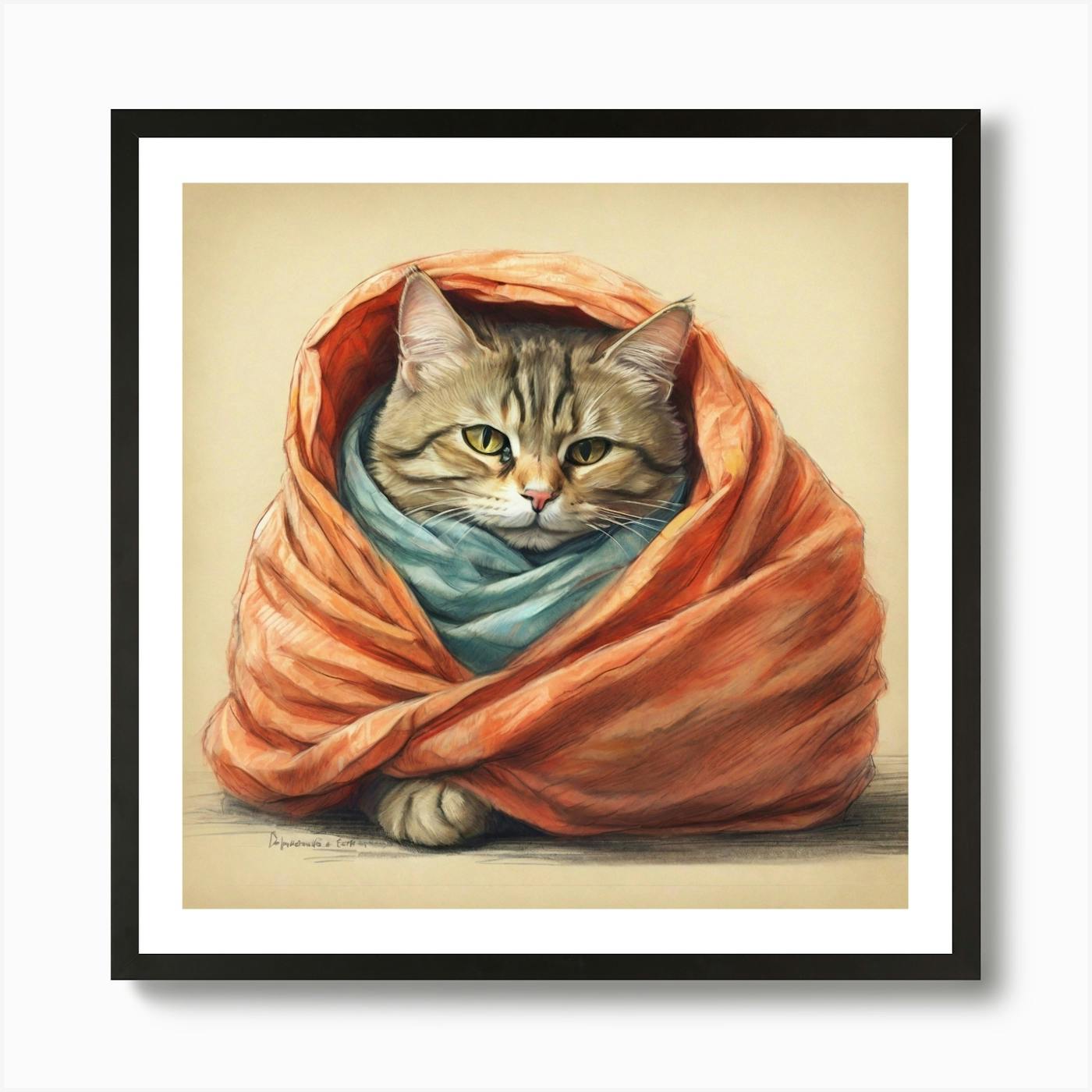 Cat fashion in a blanket