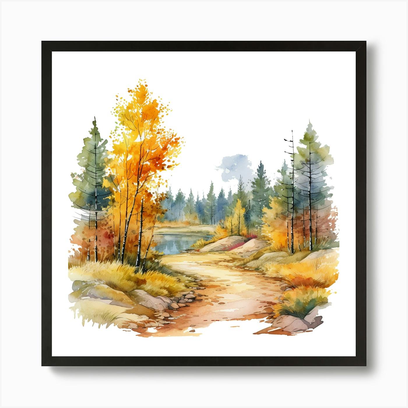 Autumn Print Bundle authentic 5x7 | Three Prints | Autumn Illustrations | Trees | Cottage | Original Artwork | Colored Pencil and Watercolor