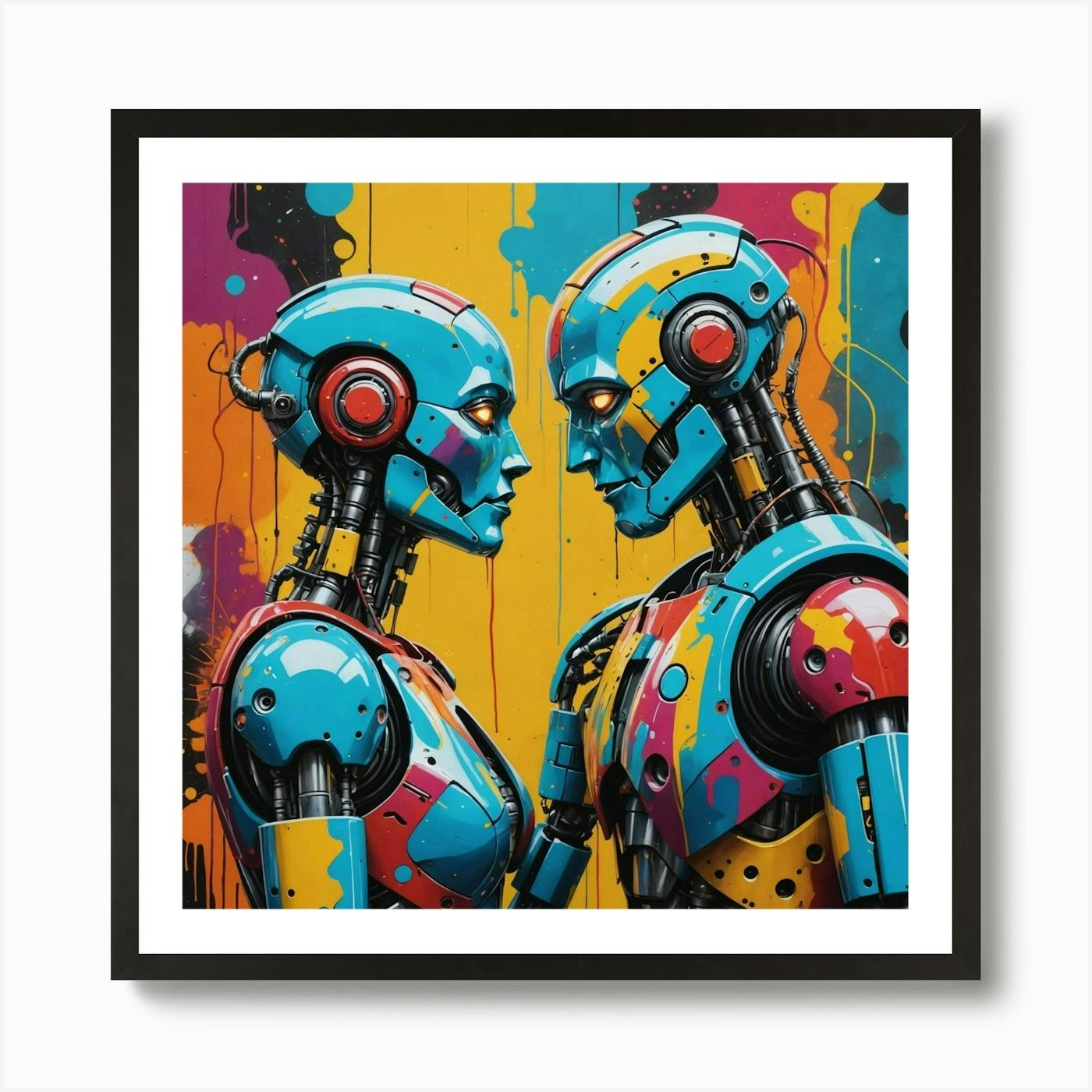 Giclee Print of high quality 1970s Design: Robot in Love