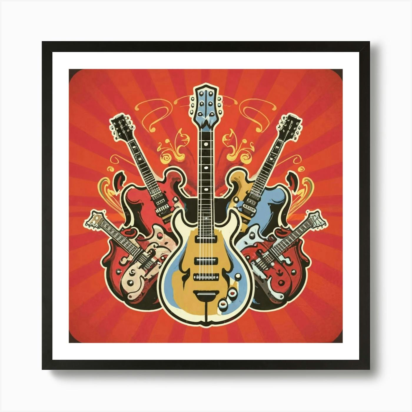 Guitar On Fire Art Print by bttrflywngs1969 - Fy