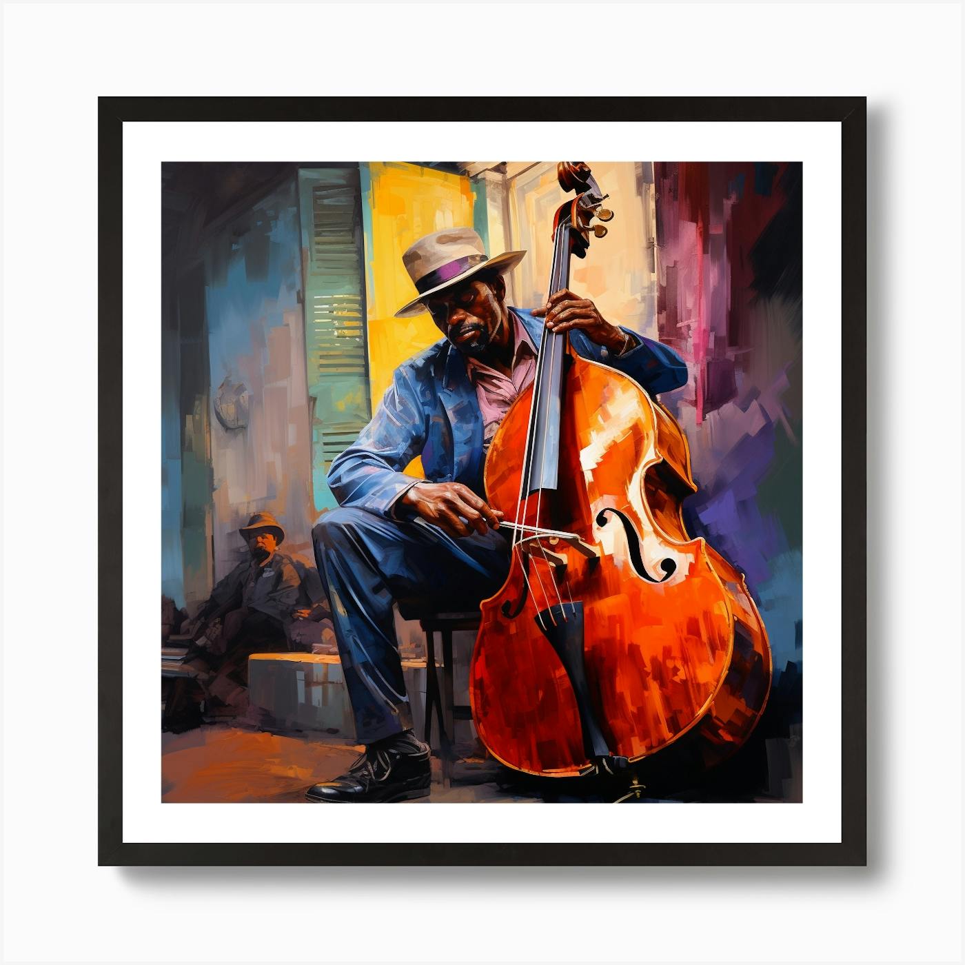 Jazz Portrait | Upright Bass | African American 2024 Art | 16x20 Fine Art Print