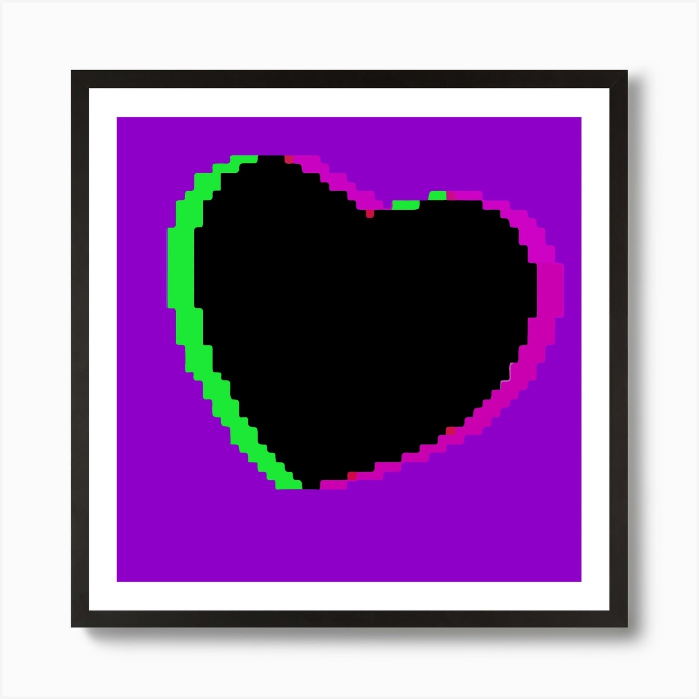 Purple Pixel Heart Square Art Print By Allison Tanenhaus Fy