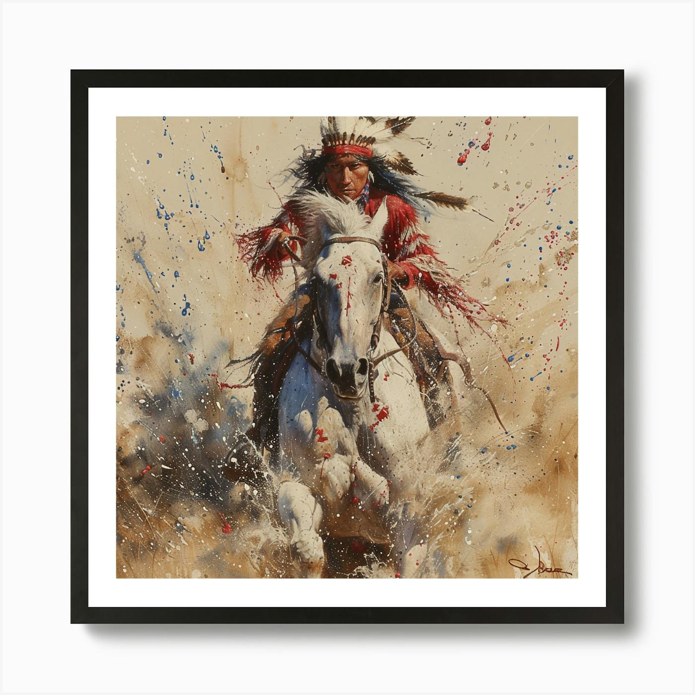 Evening Rider-Native American Western Art Print 14x11 Giclee on offers Paper