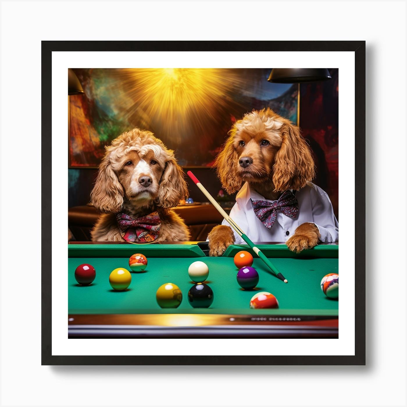 Dogs playing hot sale billiards painting