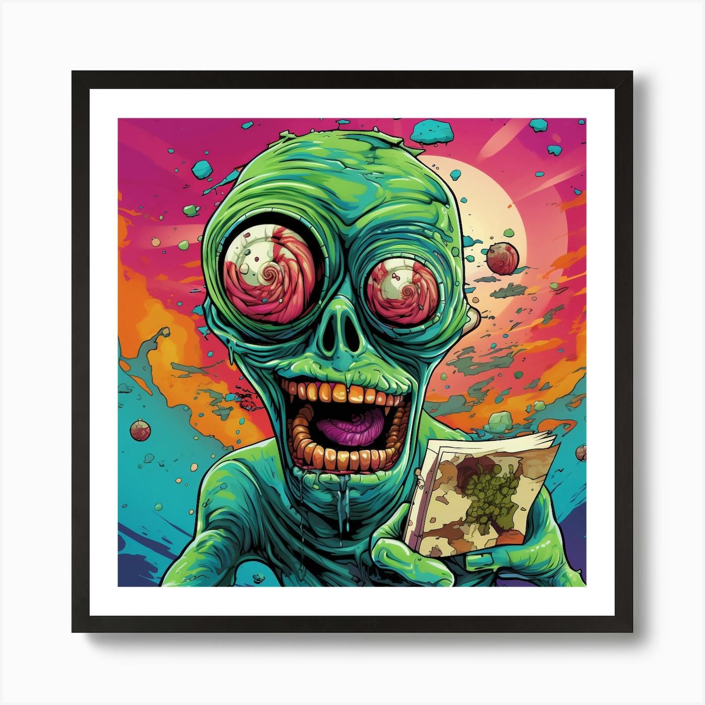 Alien & Zombie Apocolypse (Framed Painting) fashion