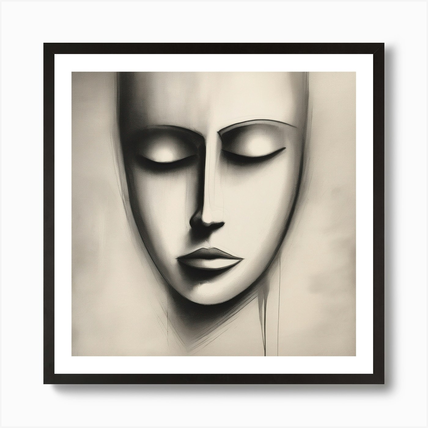 Minimalist Abstract Face Art Print (3) Art Print by logicx Fy