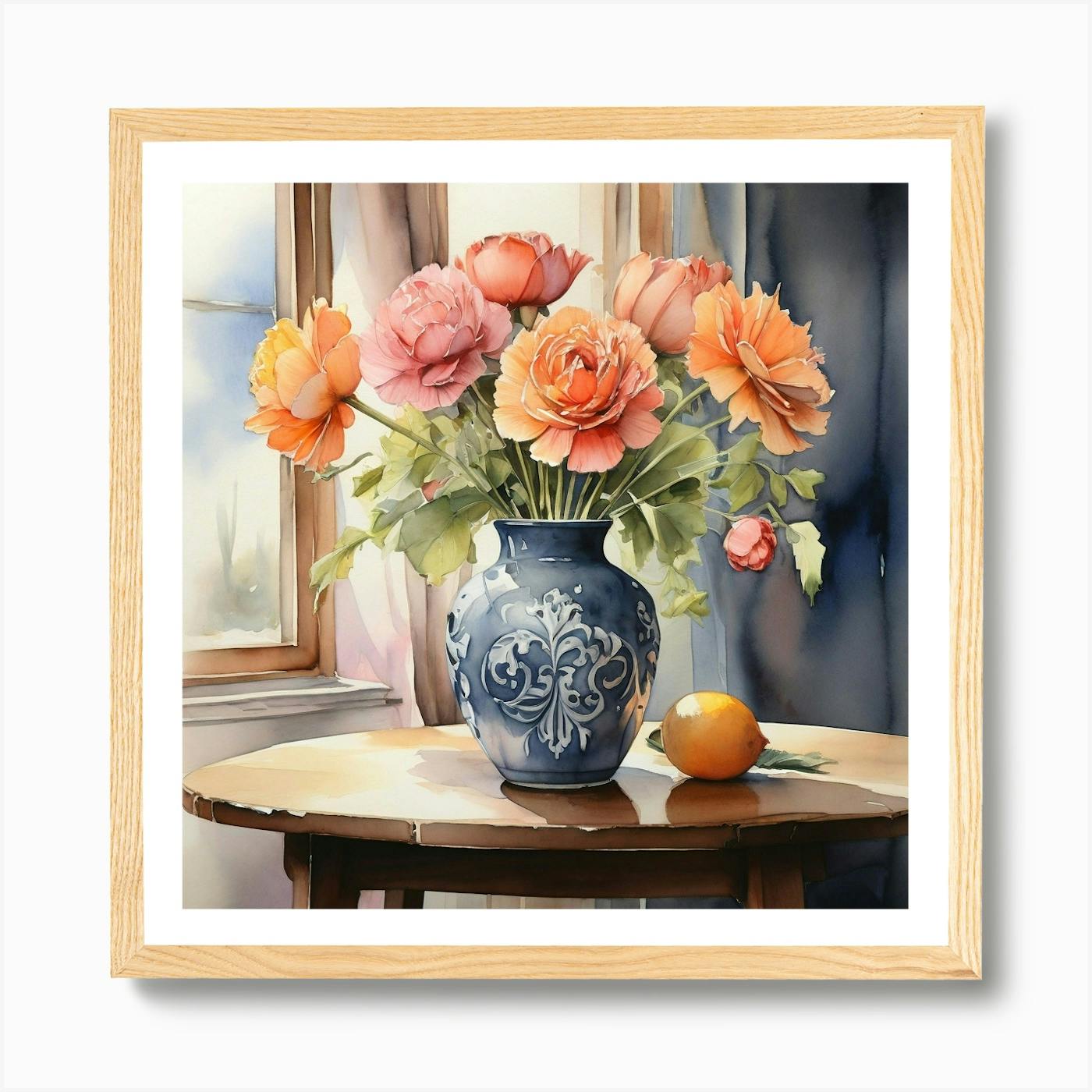 Flowers vase- popular Oil colors painting, print on canvas