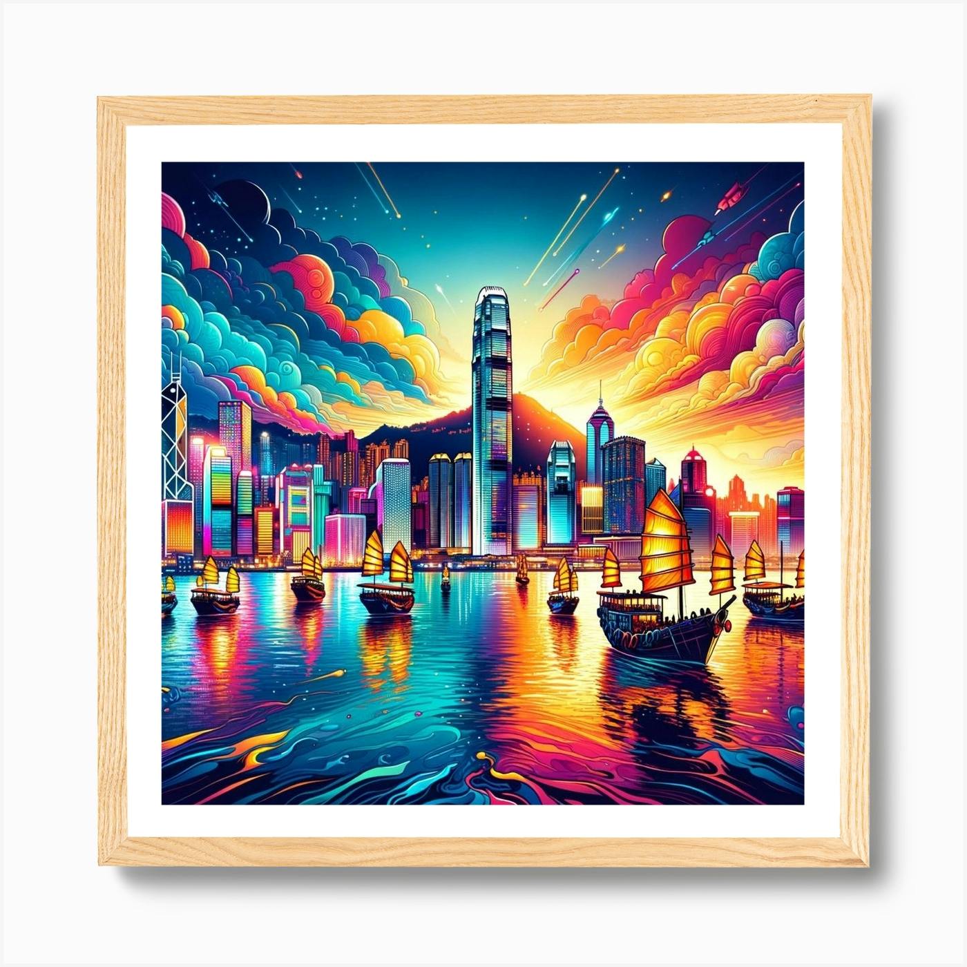 ARTCANVAS Hong Kong At 2024 Night Square 1 Canvas Art Print