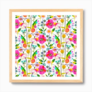 Happy Spring Flowers Art Print by Ninola Design - Fy