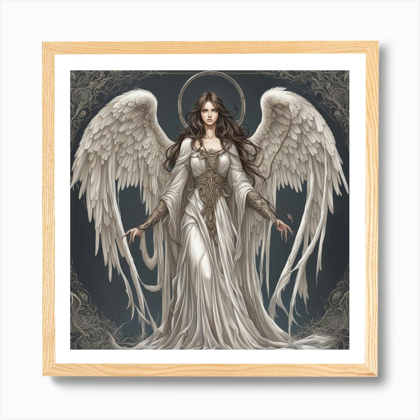 White Fire Being - Angel print, Angel Art, Angel wings, newest fine art print made from Bettina Madini original watercolor painting, unframed