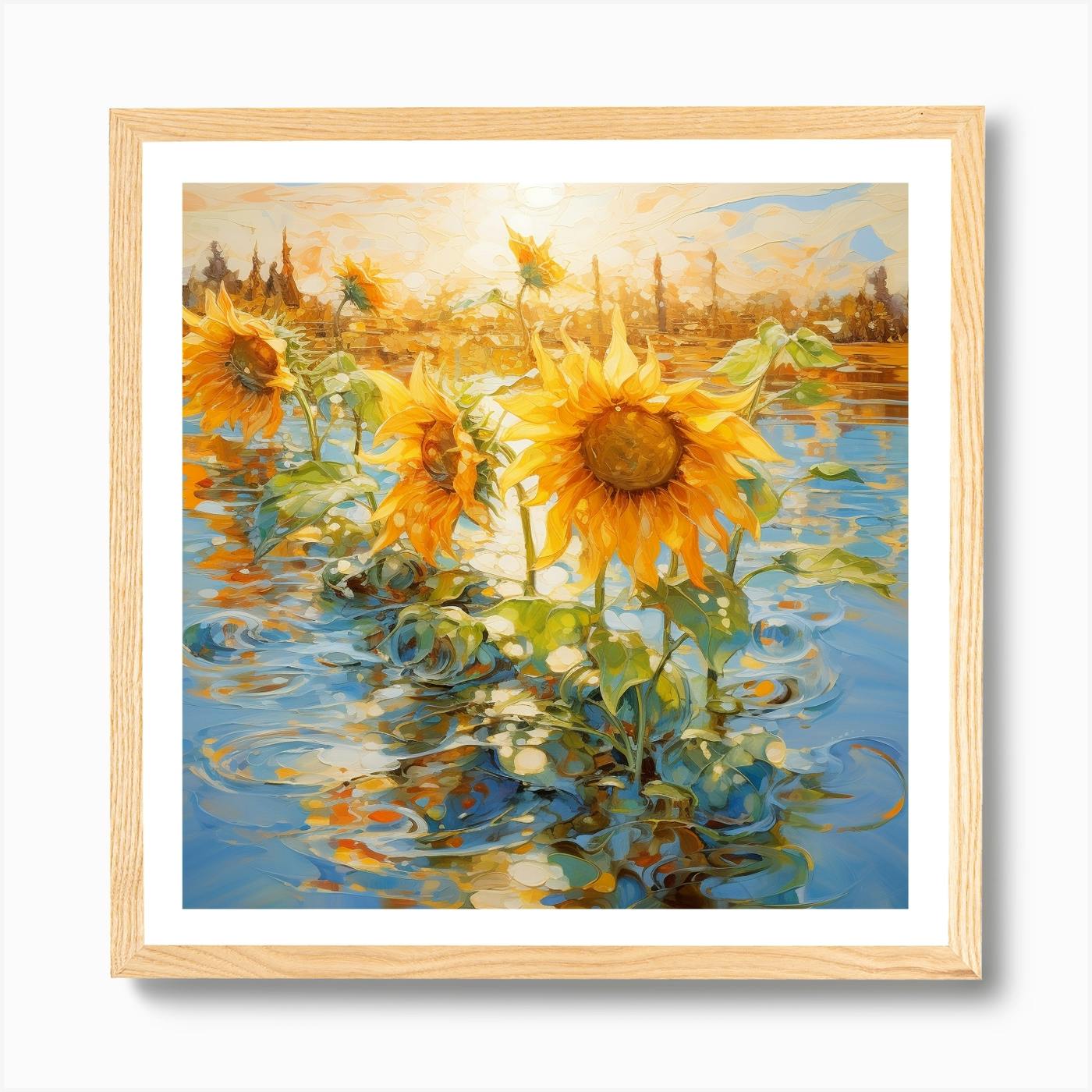 Outlet Sunny Sunflower 12 x 12 Original Art on Wood Canvas