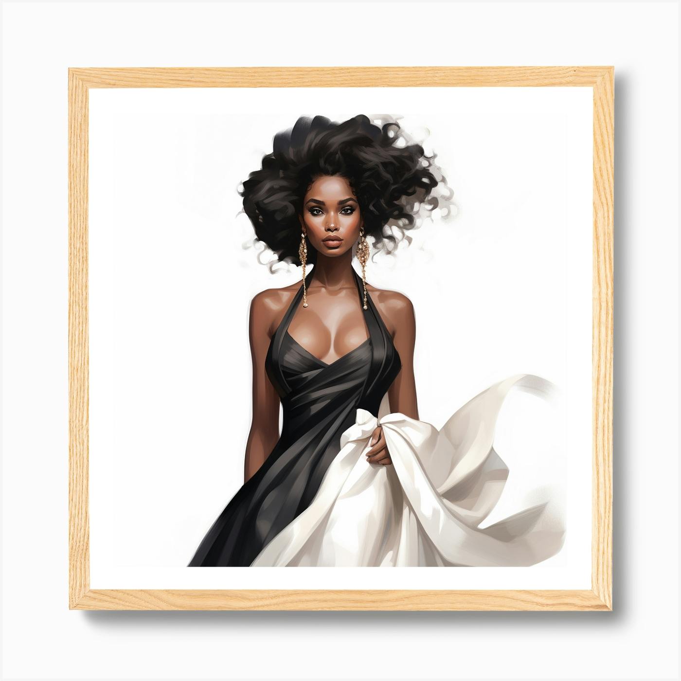 Black Woman In A Dress Art Print by PaigeDesigns Fy