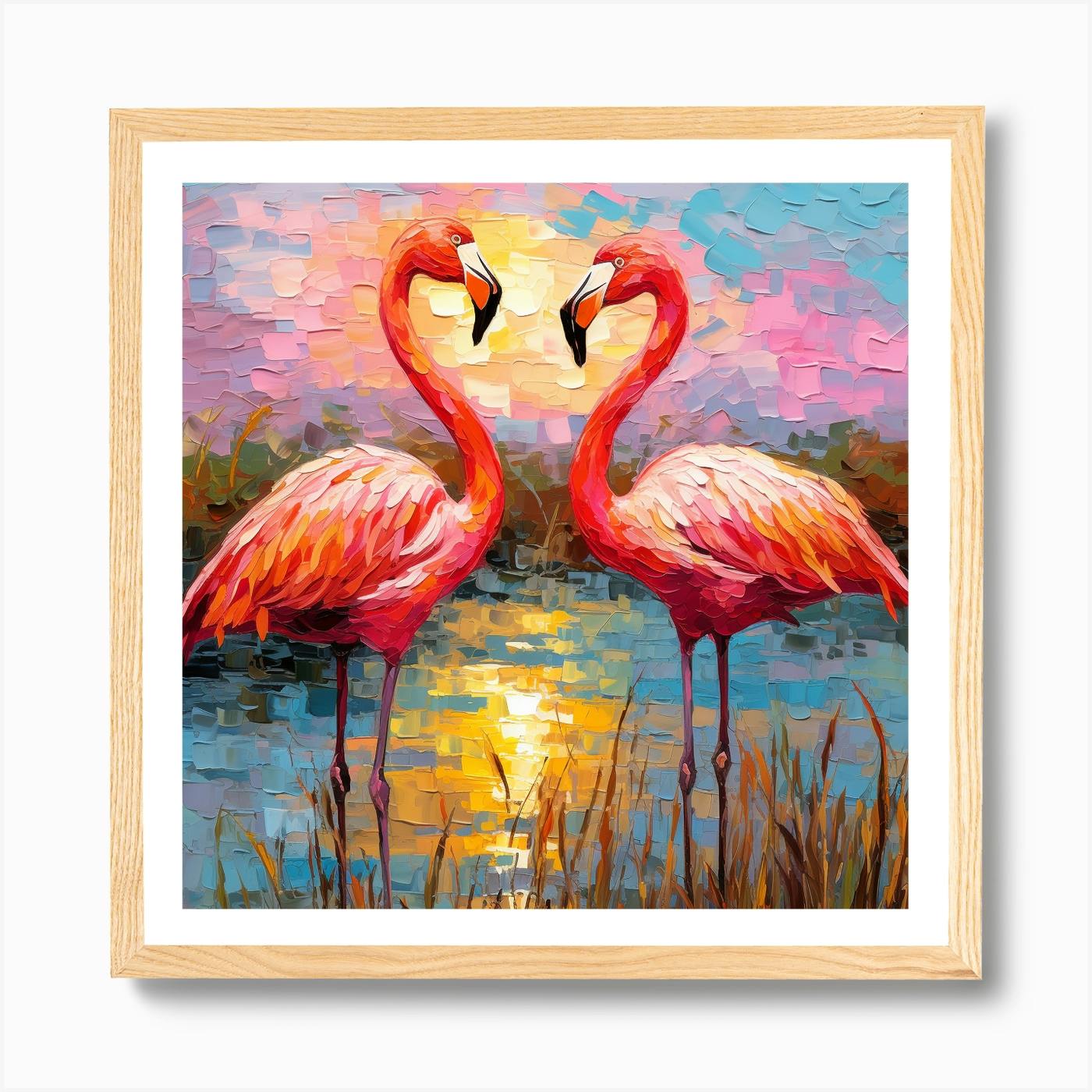 Flamingos Oil Painting on Canvas, Original Art, Flamingo oil painting, Modern Art, Impasto, Wall 2024 Art